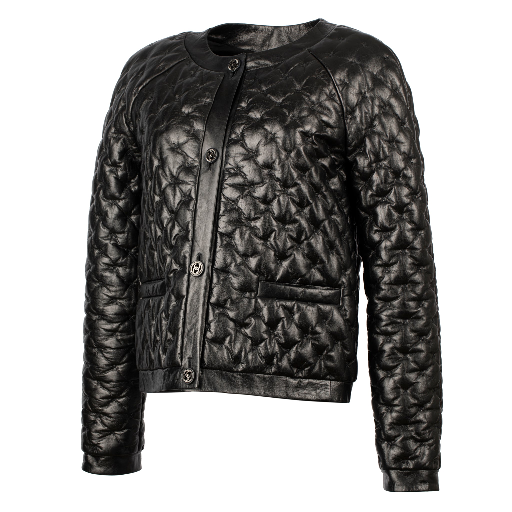 CHANEL BLACK QUILTED LEATHER JACKET 38 FR - On Repeat