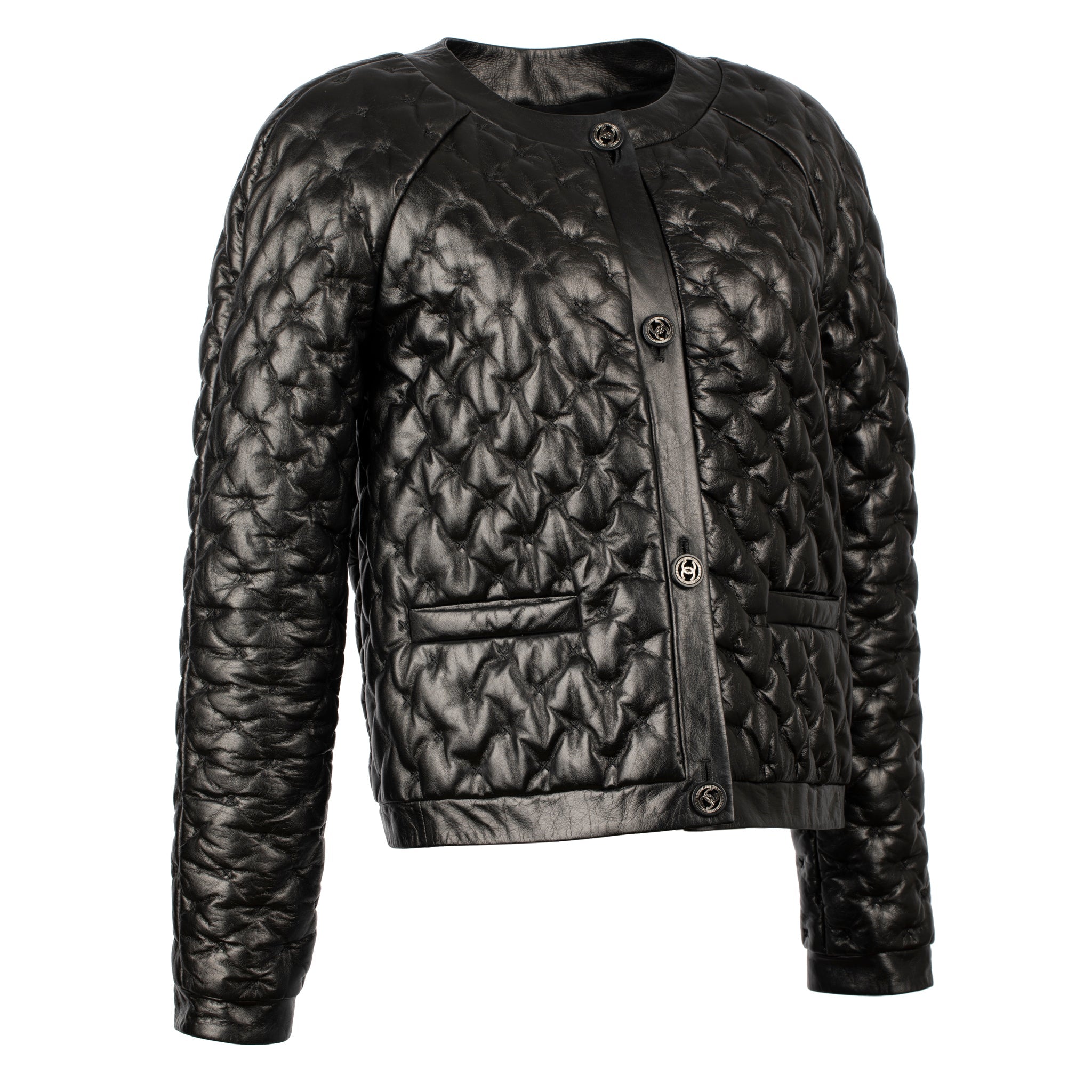 CHANEL BLACK QUILTED LEATHER JACKET 38 FR - On Repeat