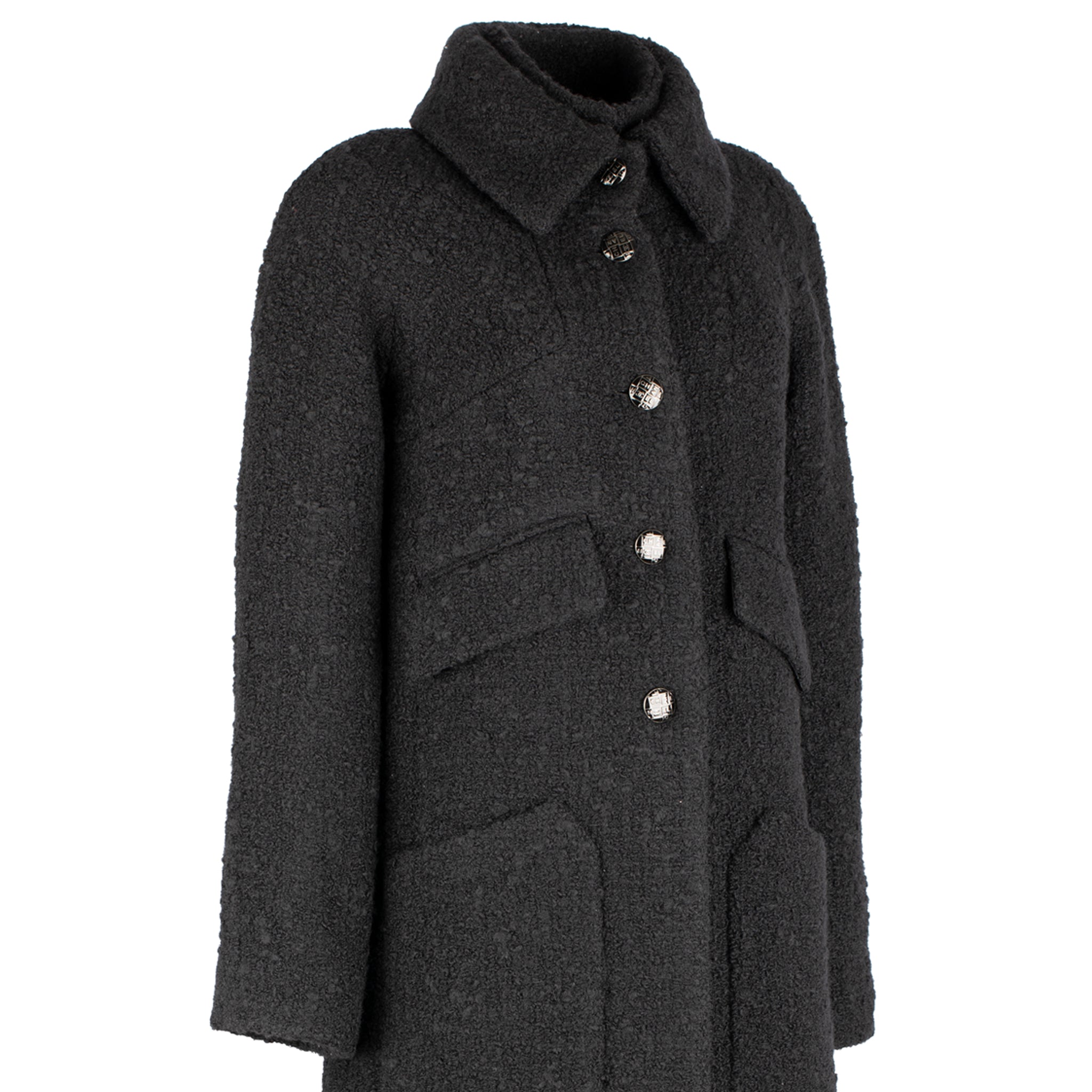 CHANEL BLACK LONG TWEED COAT 36 FR - On Repeat