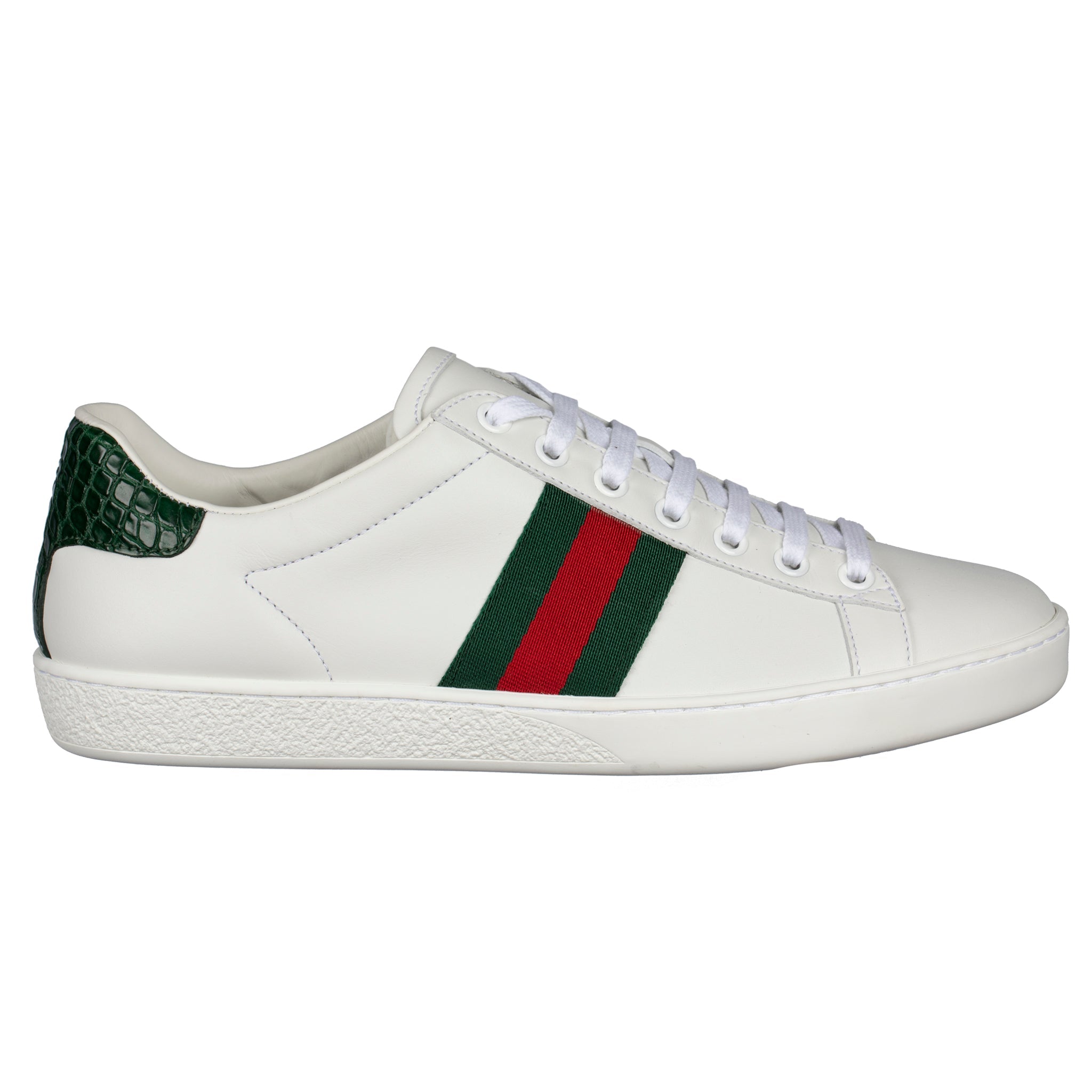 GUCCI ACE SNEAKER WHITE GREEN & RED STRIPE 38 IT - On Repeat