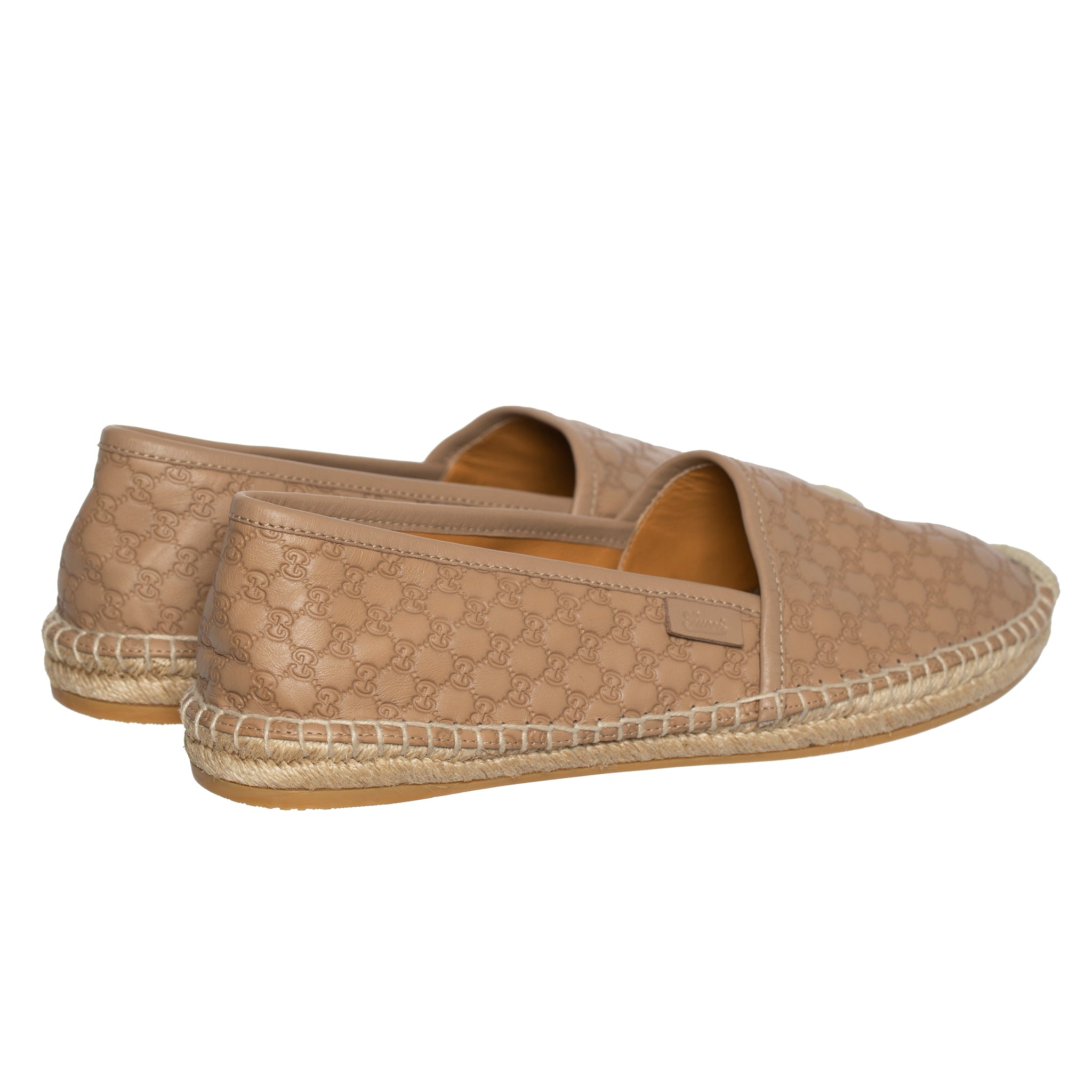 GUCCI MONOGRAM LEATHER ESPADRILLE TAN 38 IT - On Repeat