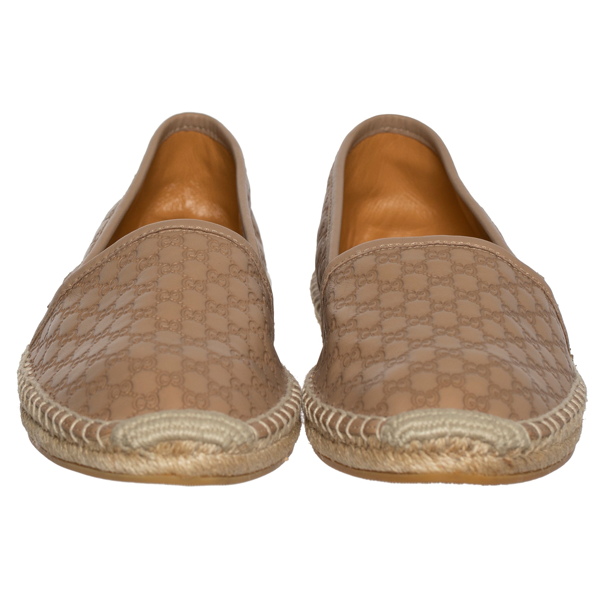 GUCCI MONOGRAM LEATHER ESPADRILLE TAN 38 IT - On Repeat