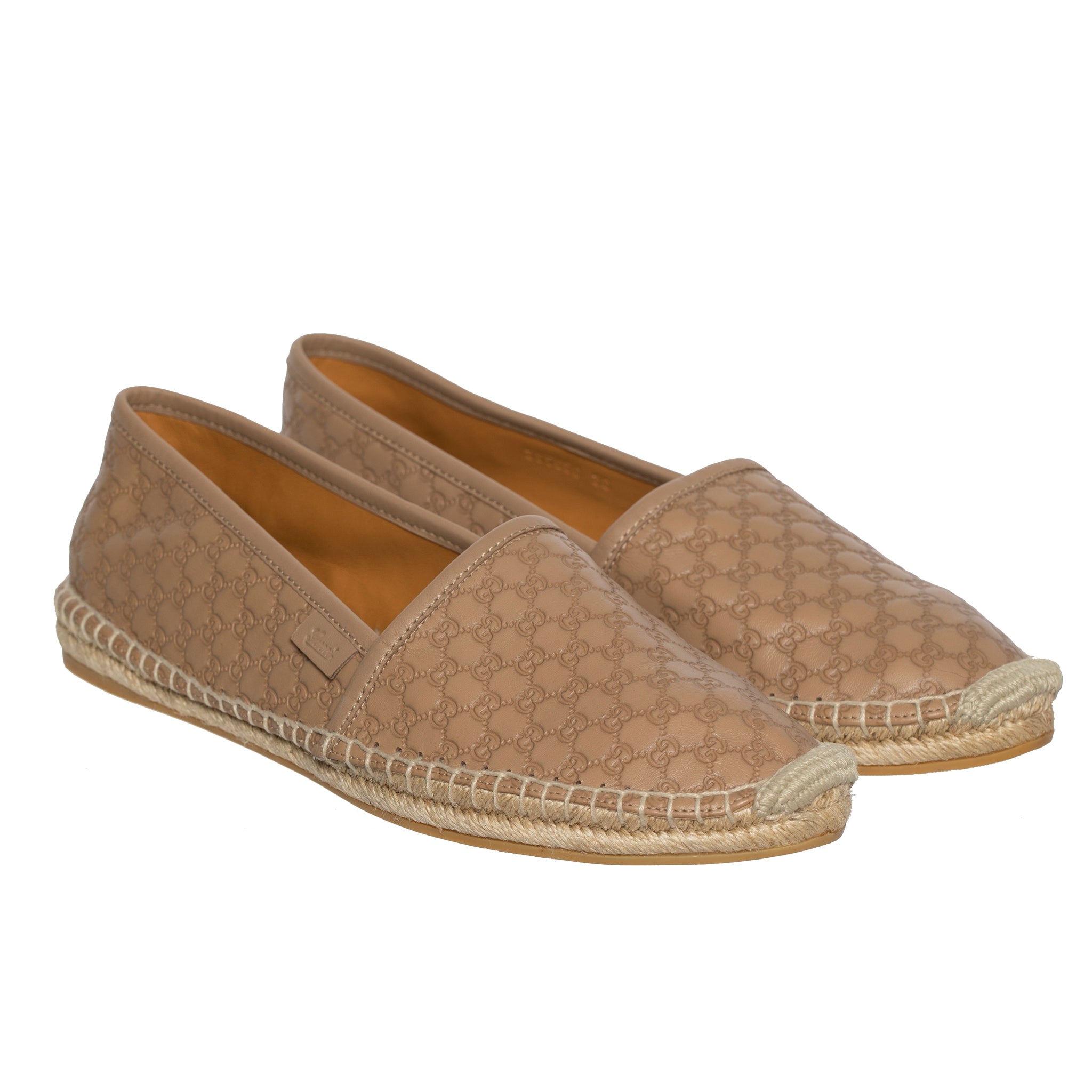 GUCCI MONOGRAM LEATHER ESPADRILLE TAN 38 IT - On Repeat