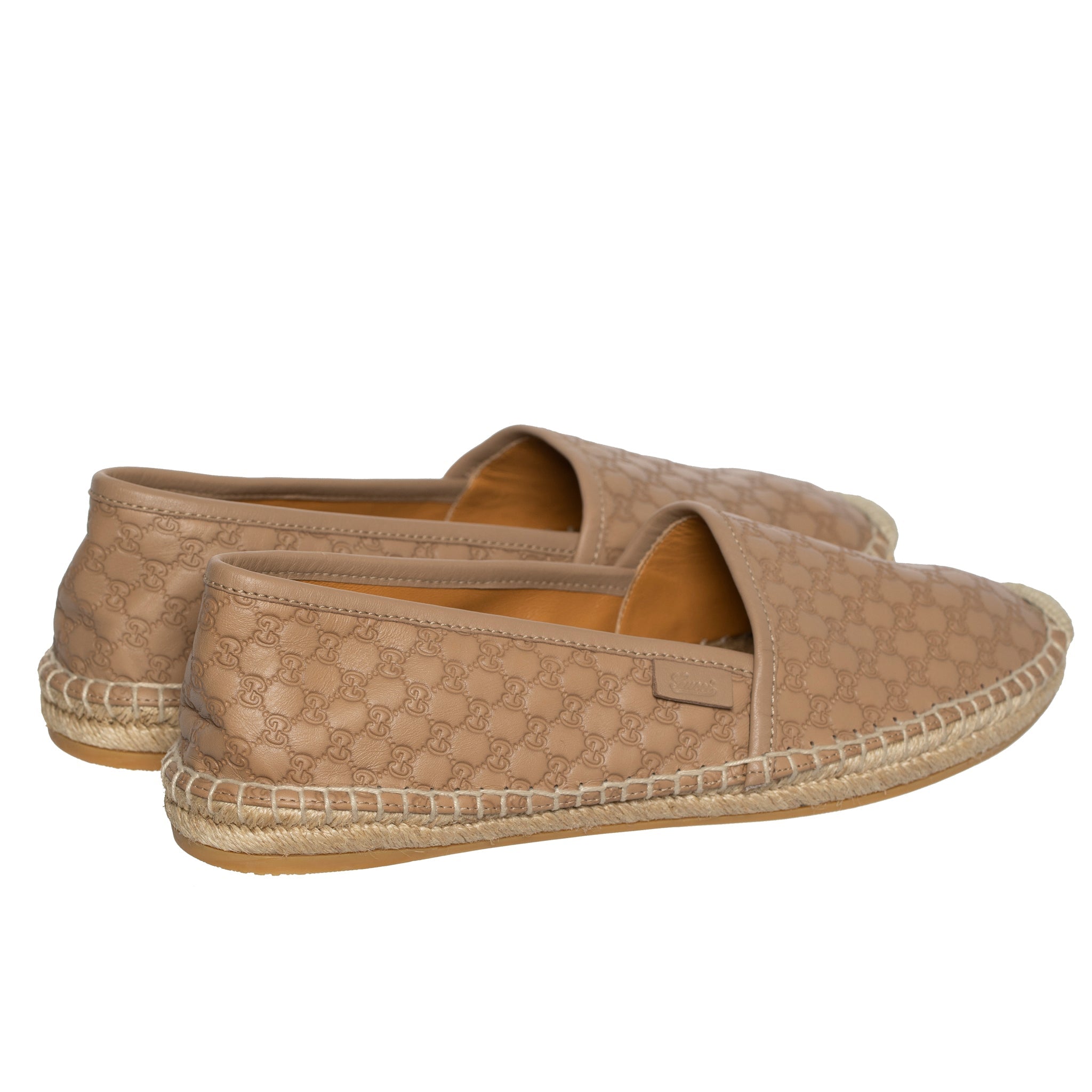 GUCCI MONOGRAM LEATHER ESPADRILLE TAN 38 IT - On Repeat