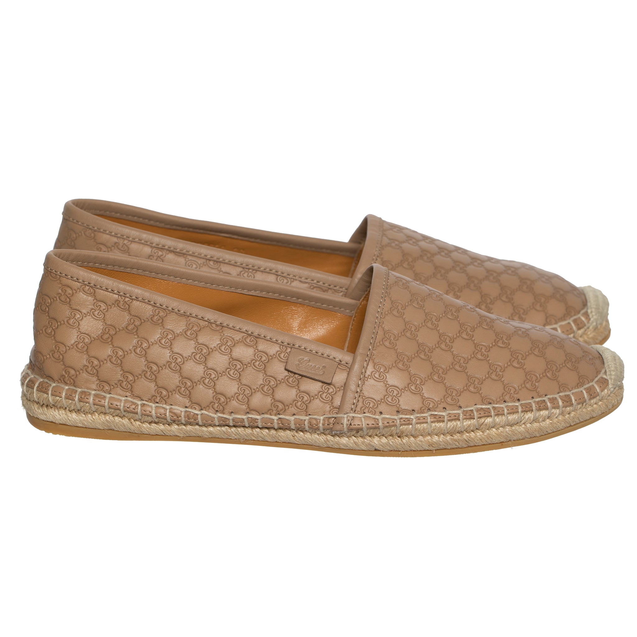 GUCCI MONOGRAM LEATHER ESPADRILLE TAN 38 IT - On Repeat