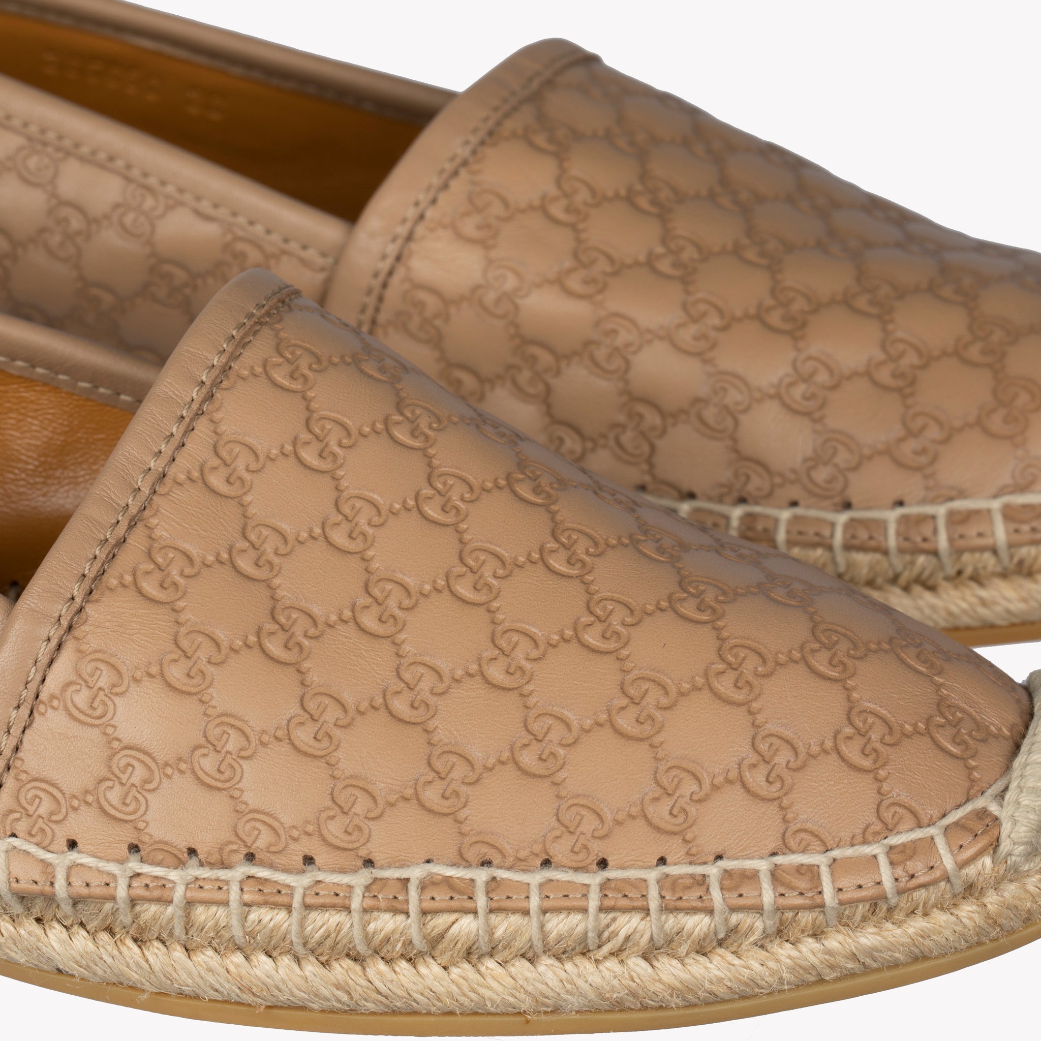 GUCCI MONOGRAM LEATHER ESPADRILLE TAN 38 IT - On Repeat