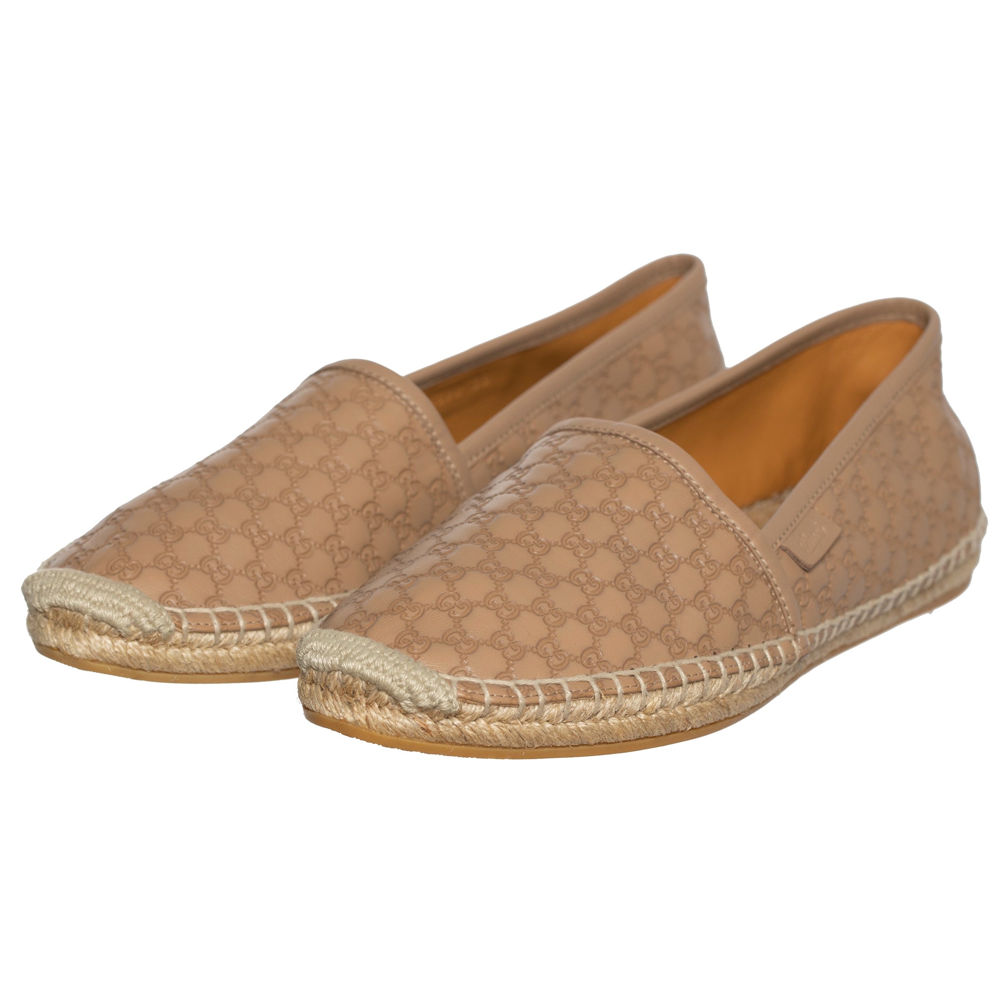 GUCCI MONOGRAM LEATHER ESPADRILLE TAN 38 IT - On Repeat