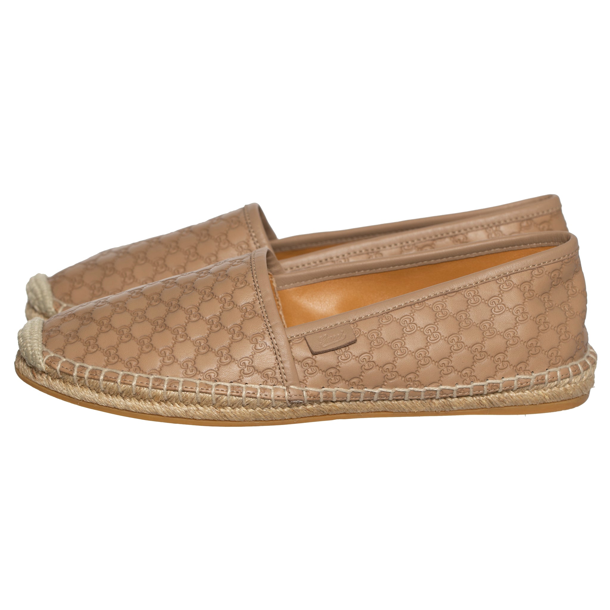 GUCCI MONOGRAM LEATHER ESPADRILLE TAN 38 IT - On Repeat