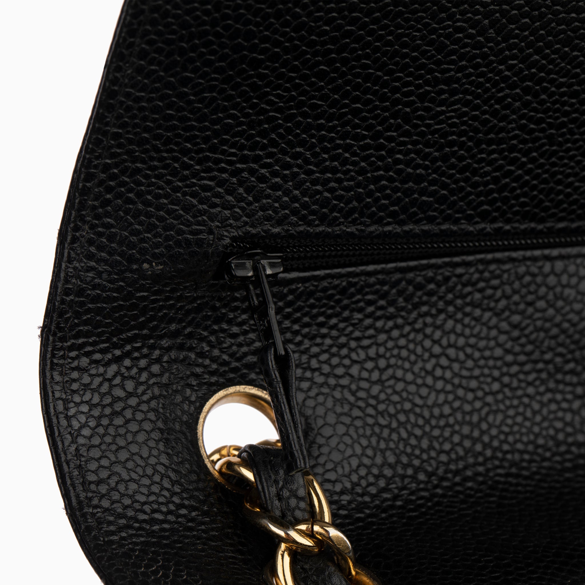 CHANEL CLASSIC JUMBO DOUBLE FLAP BLACK QUILTED CAVIAR LEATHER GOLD-TONE HARDWARE - On Repeat