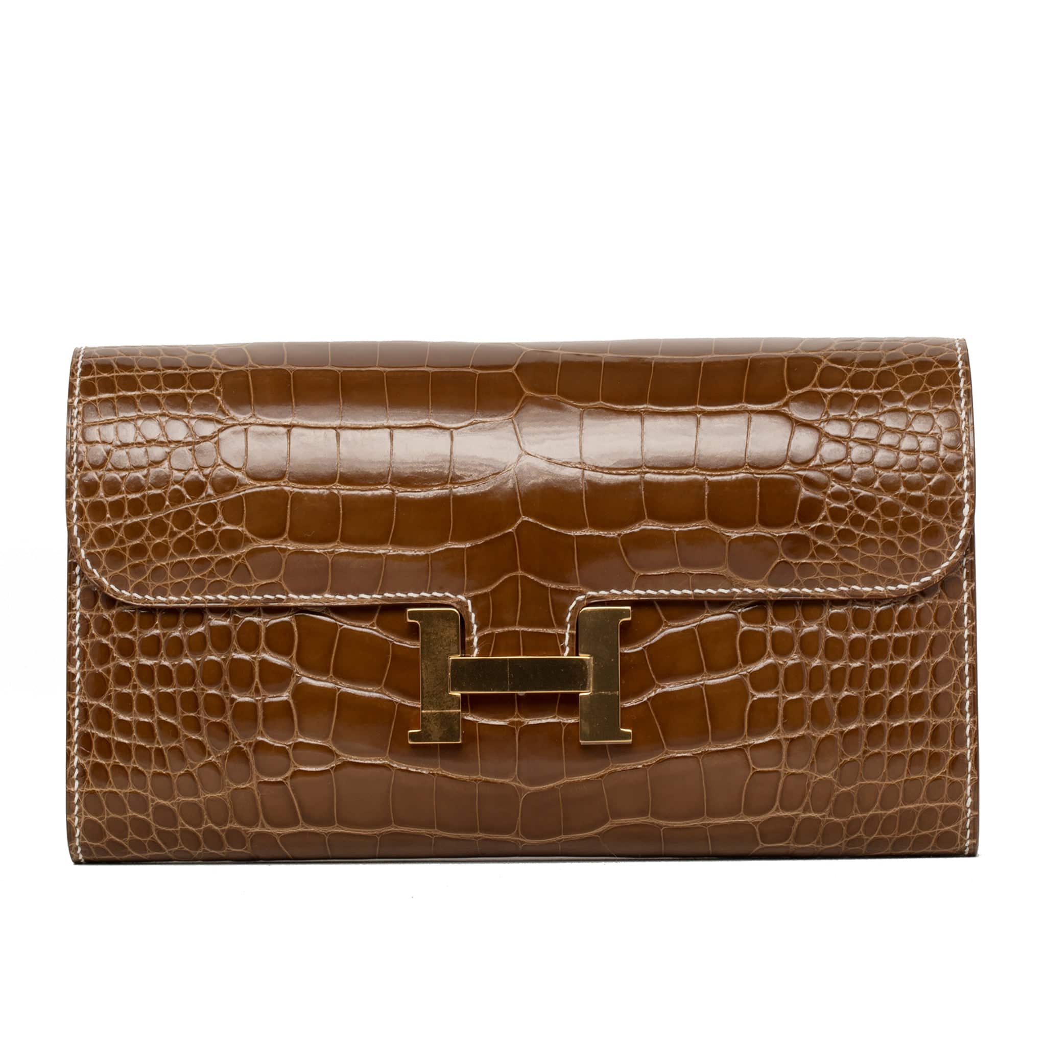 HERMES CONSTANCE WALLET FICELLE ALLIGATOR GOLD HARDWARE - On Repeat