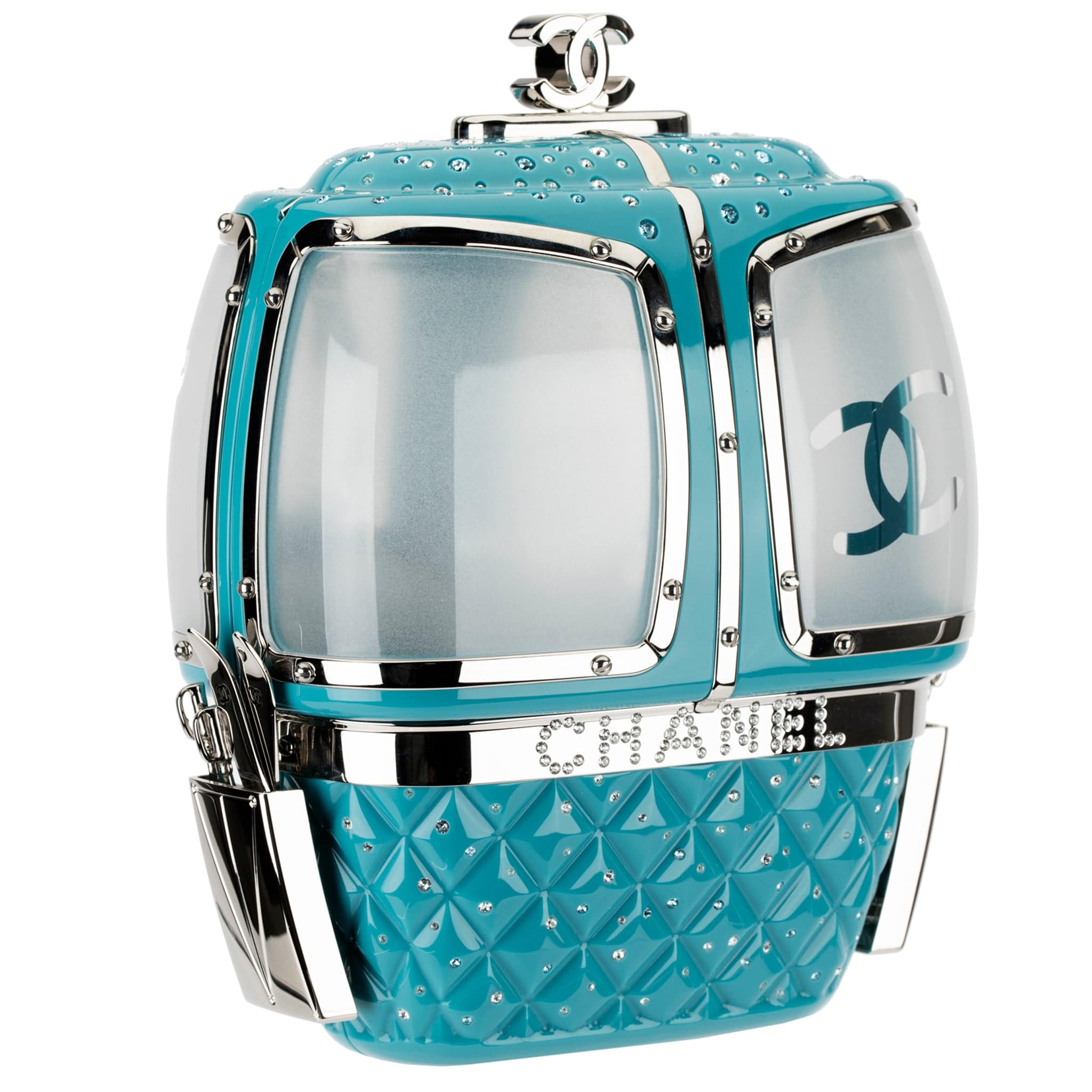 CHANEL MINAUDIÈRE LIMITED EDITION TURQUOISE SNOW GONDOLA SILVER-TONE HARDWARE - On Repeat