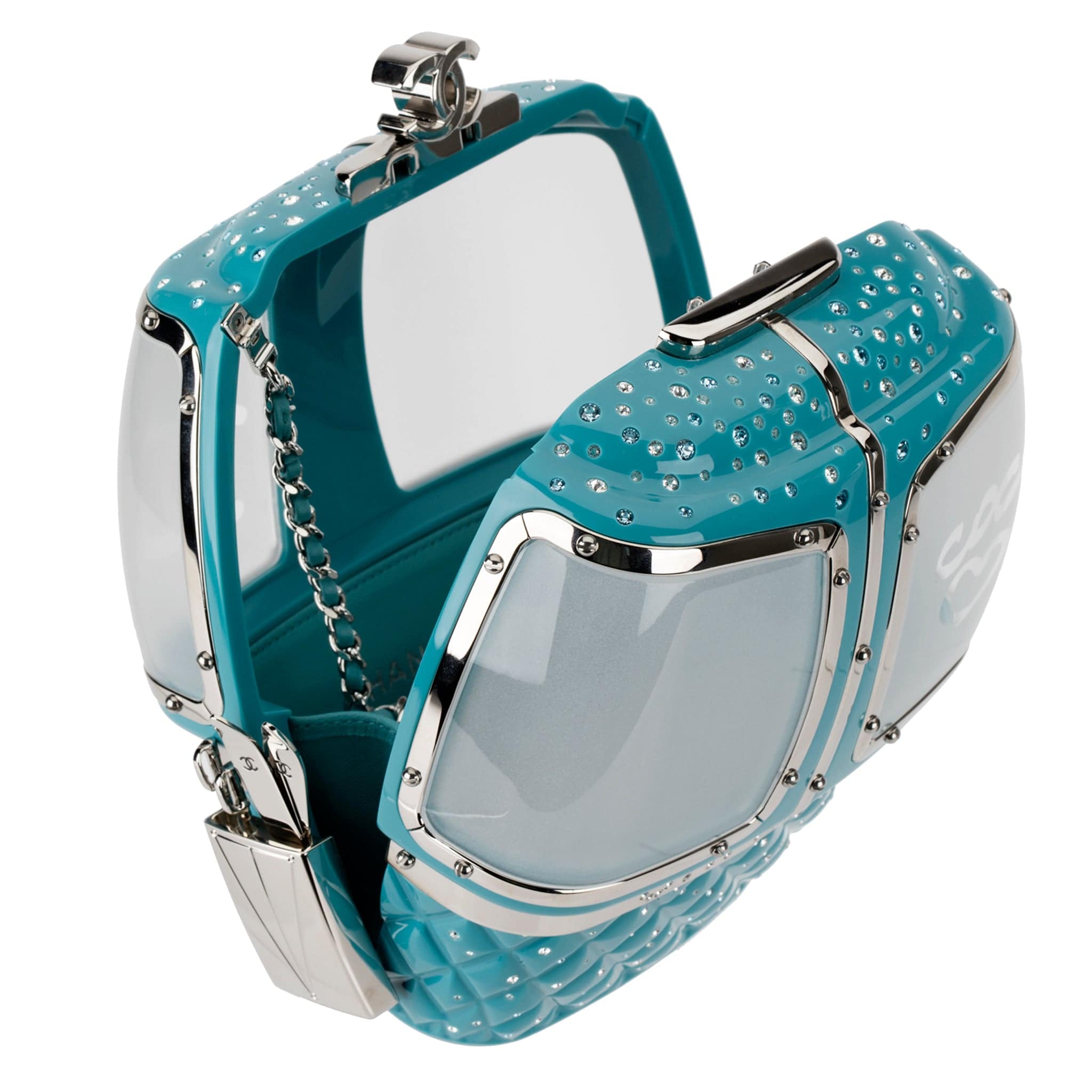 CHANEL MINAUDIÈRE LIMITED EDITION TURQUOISE SNOW GONDOLA SILVER-TONE HARDWARE - On Repeat