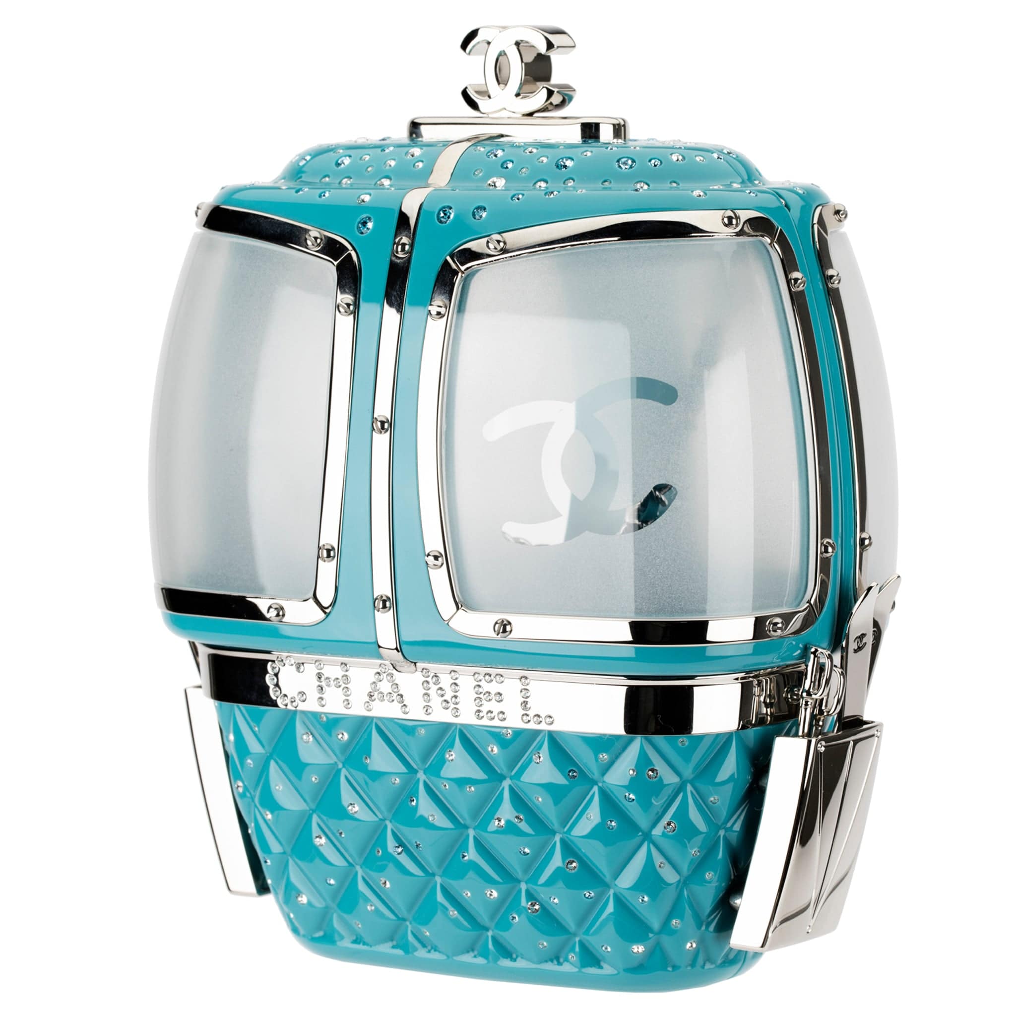 CHANEL MINAUDIÈRE LIMITED EDITION TURQUOISE SNOW GONDOLA SILVER-TONE HARDWARE - On Repeat