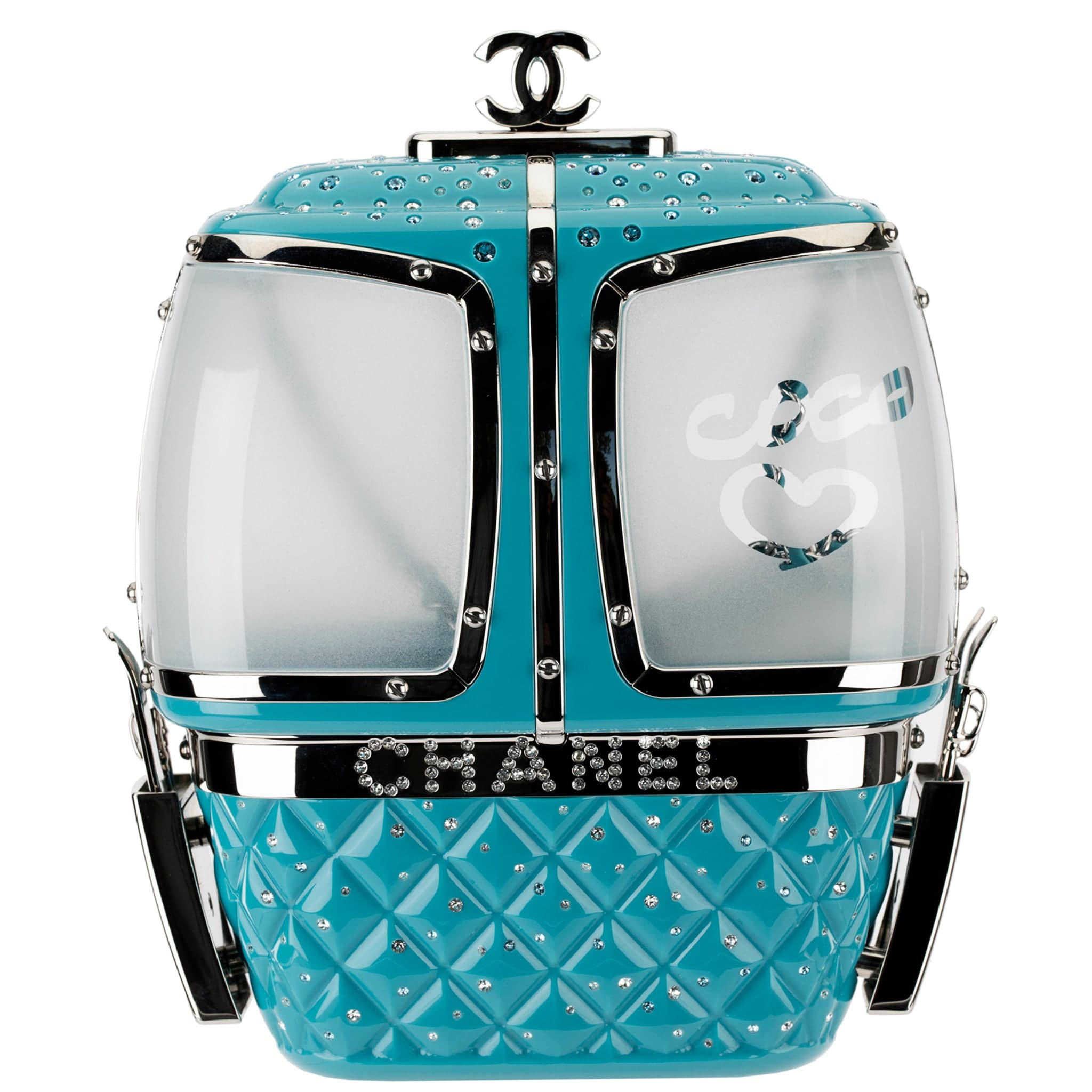 CHANEL MINAUDIÈRE LIMITED EDITION TURQUOISE SNOW GONDOLA SILVER-TONE HARDWARE - On Repeat