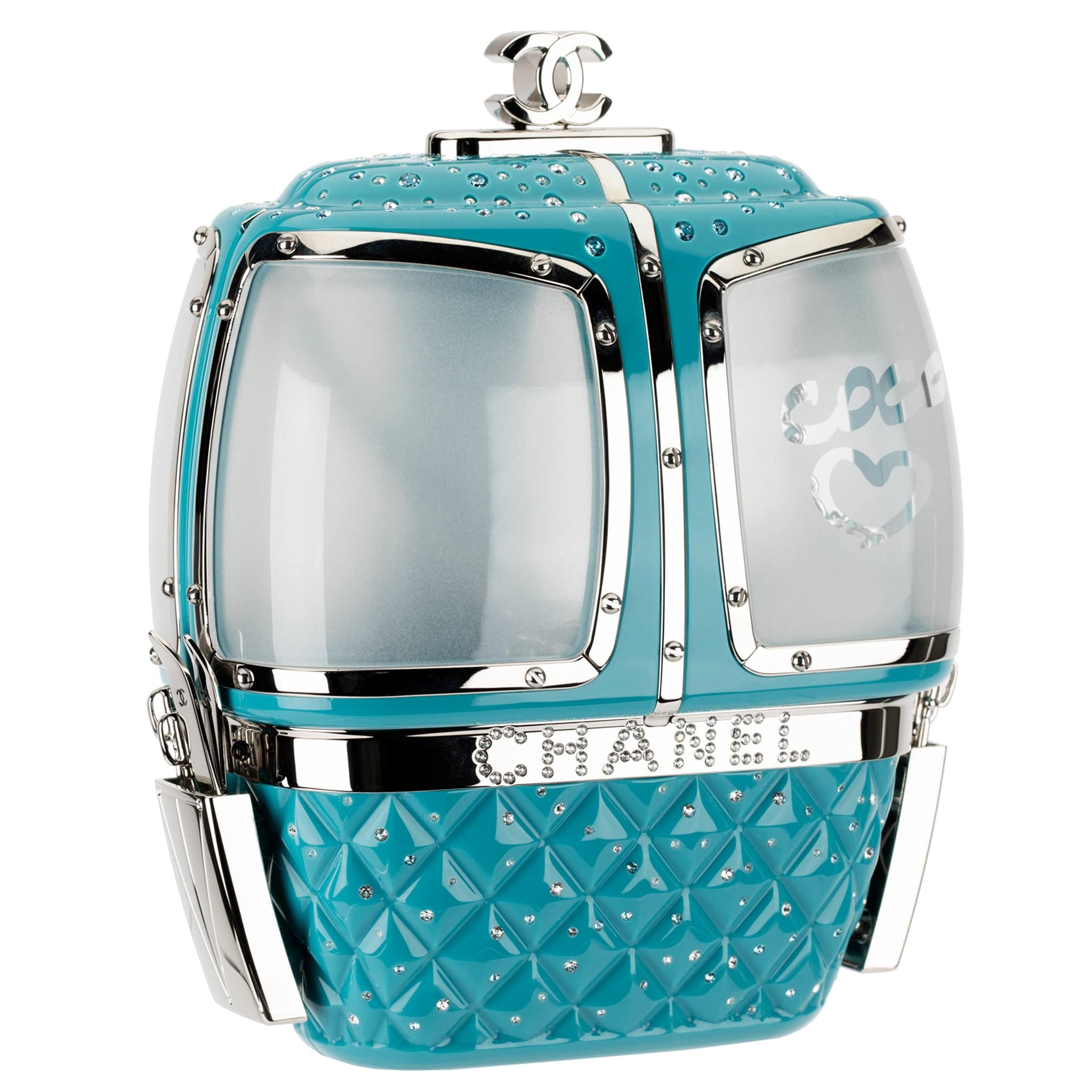 CHANEL MINAUDIÈRE LIMITED EDITION TURQUOISE SNOW GONDOLA SILVER-TONE HARDWARE - On Repeat