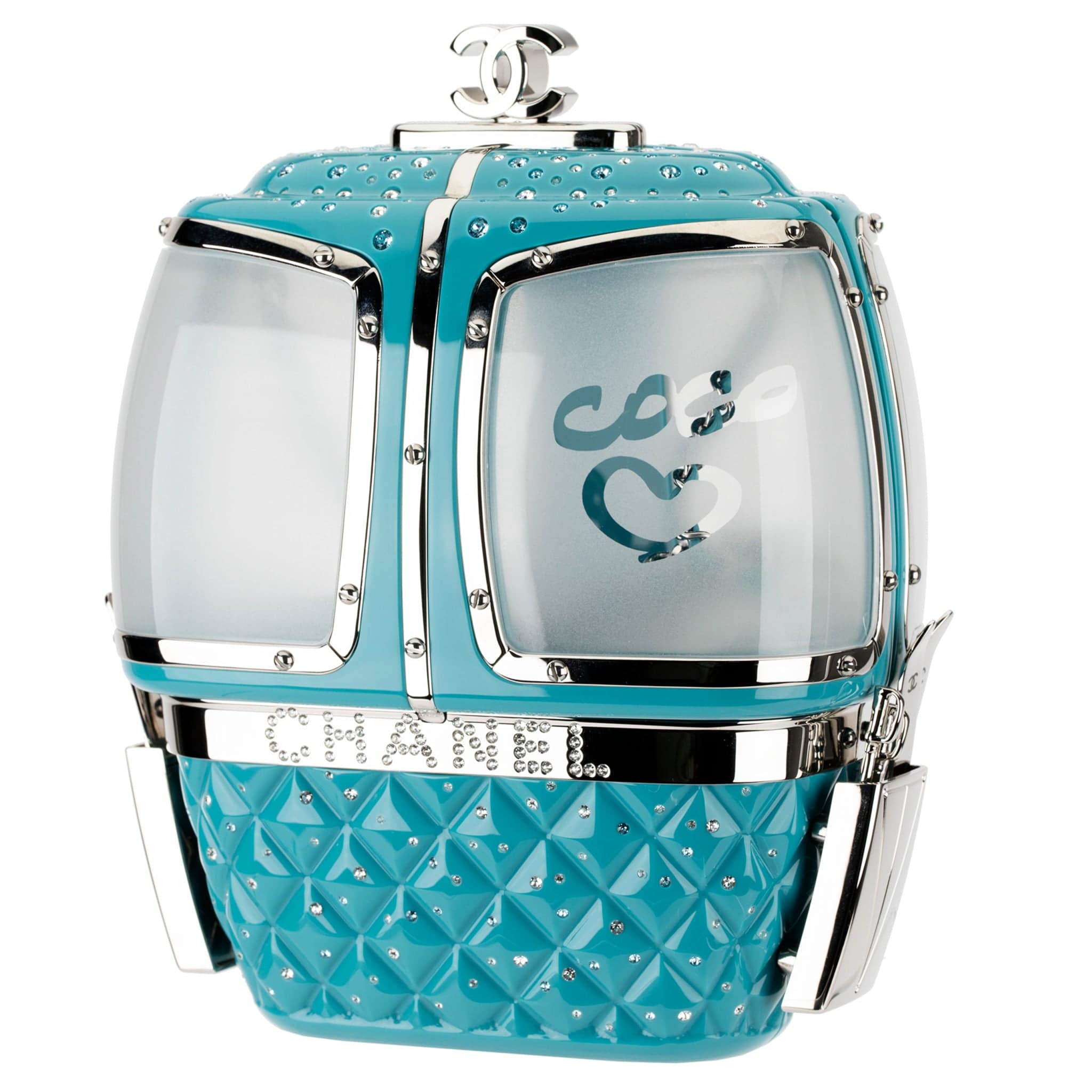 CHANEL MINAUDIÈRE LIMITED EDITION TURQUOISE SNOW GONDOLA SILVER-TONE HARDWARE - On Repeat