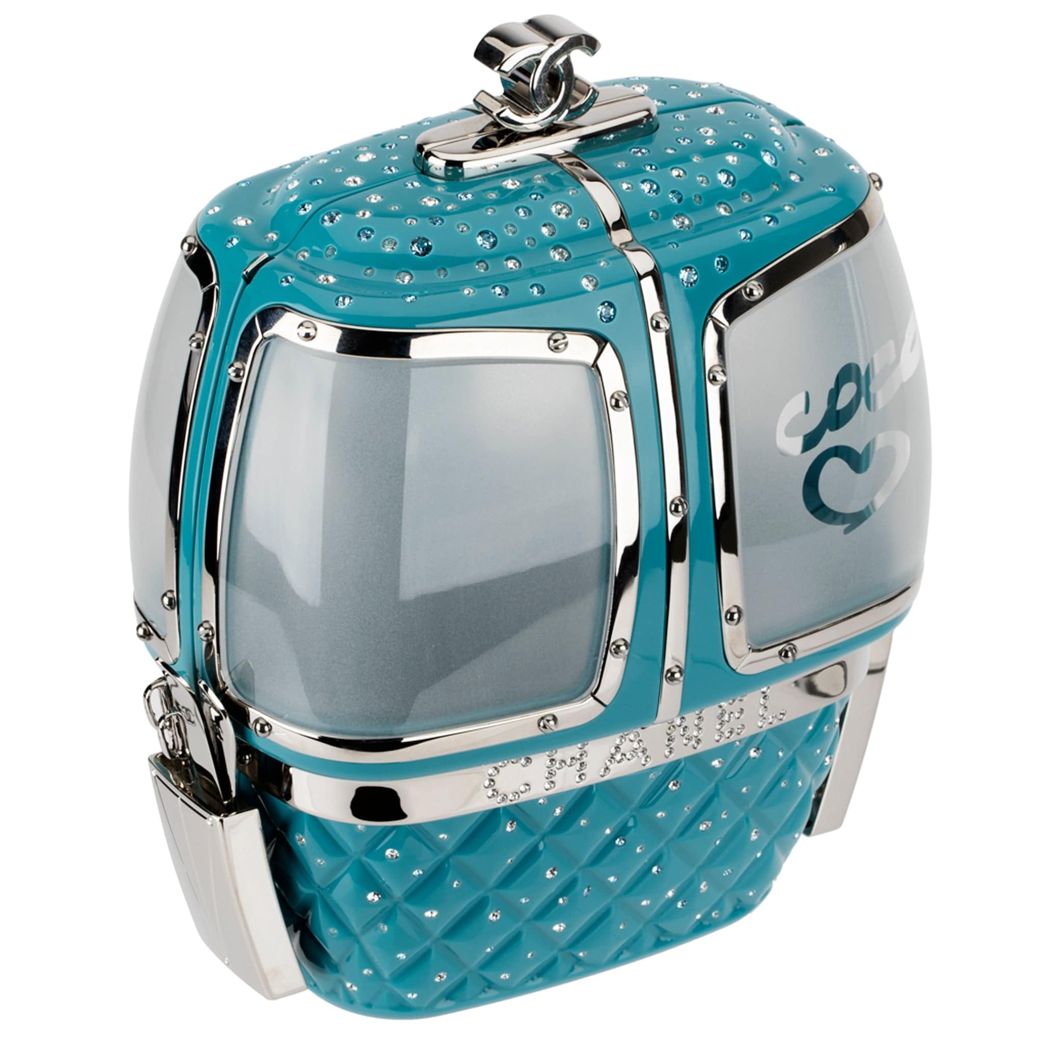 CHANEL MINAUDIÈRE LIMITED EDITION TURQUOISE SNOW GONDOLA SILVER-TONE HARDWARE - On Repeat