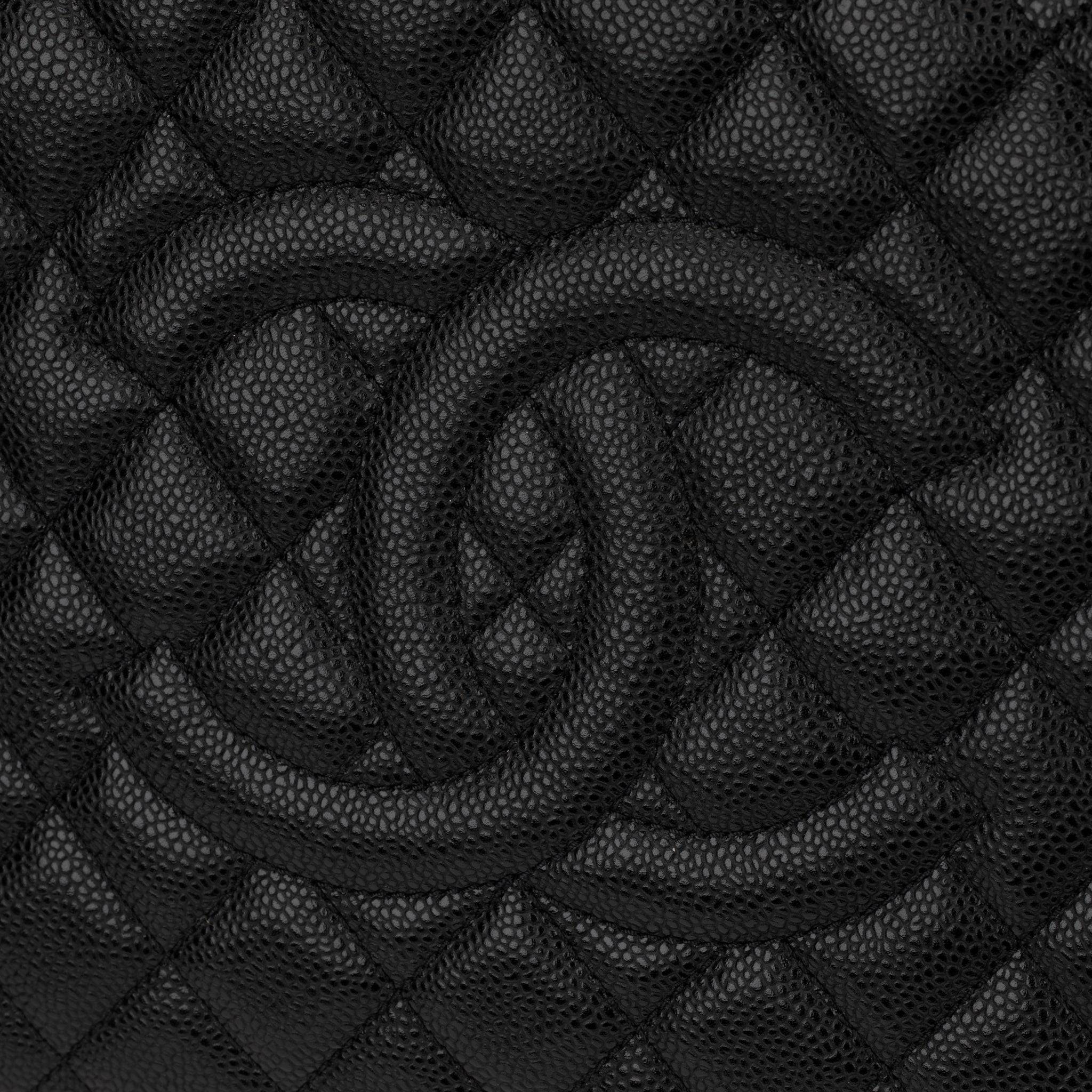 CHANEL GST BLACK QUILTED CAVIAR LEATHER SILVER-TONE HARDWARE - On Repeat