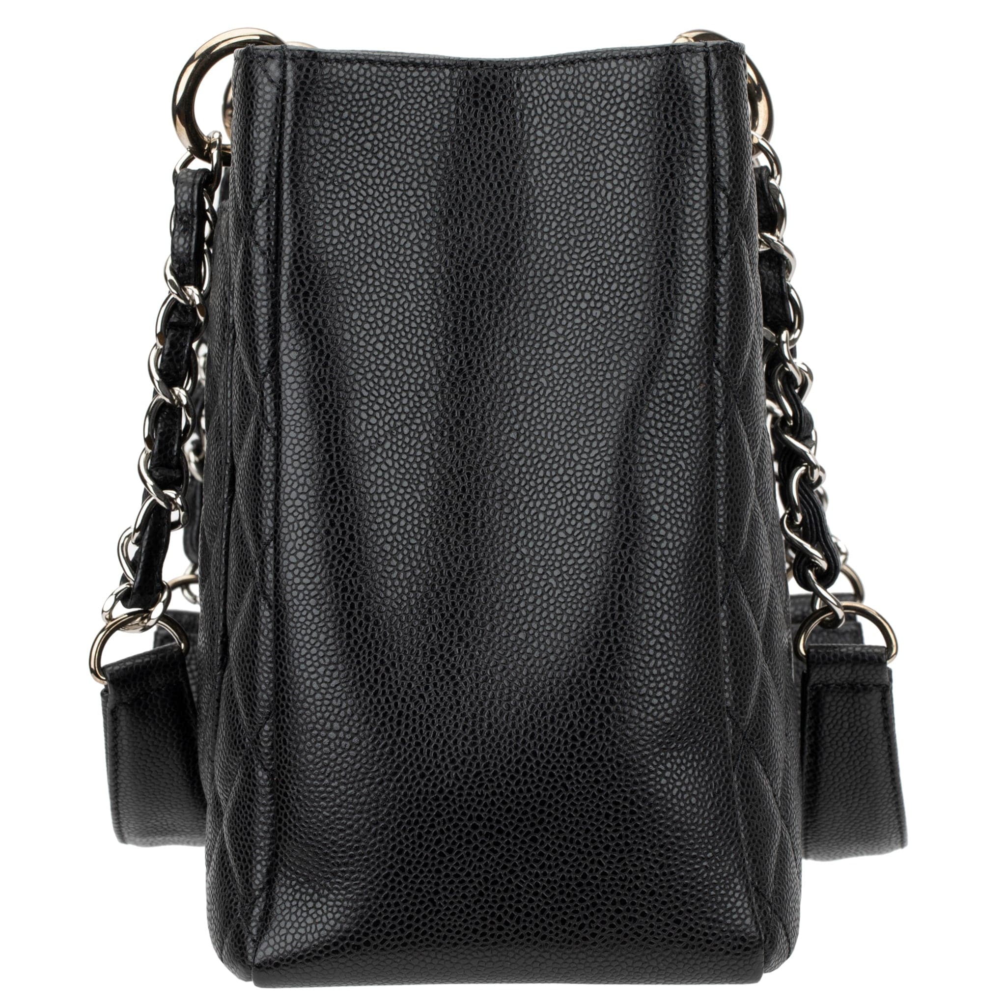 CHANEL GST BLACK QUILTED CAVIAR LEATHER SILVER-TONE HARDWARE - On Repeat