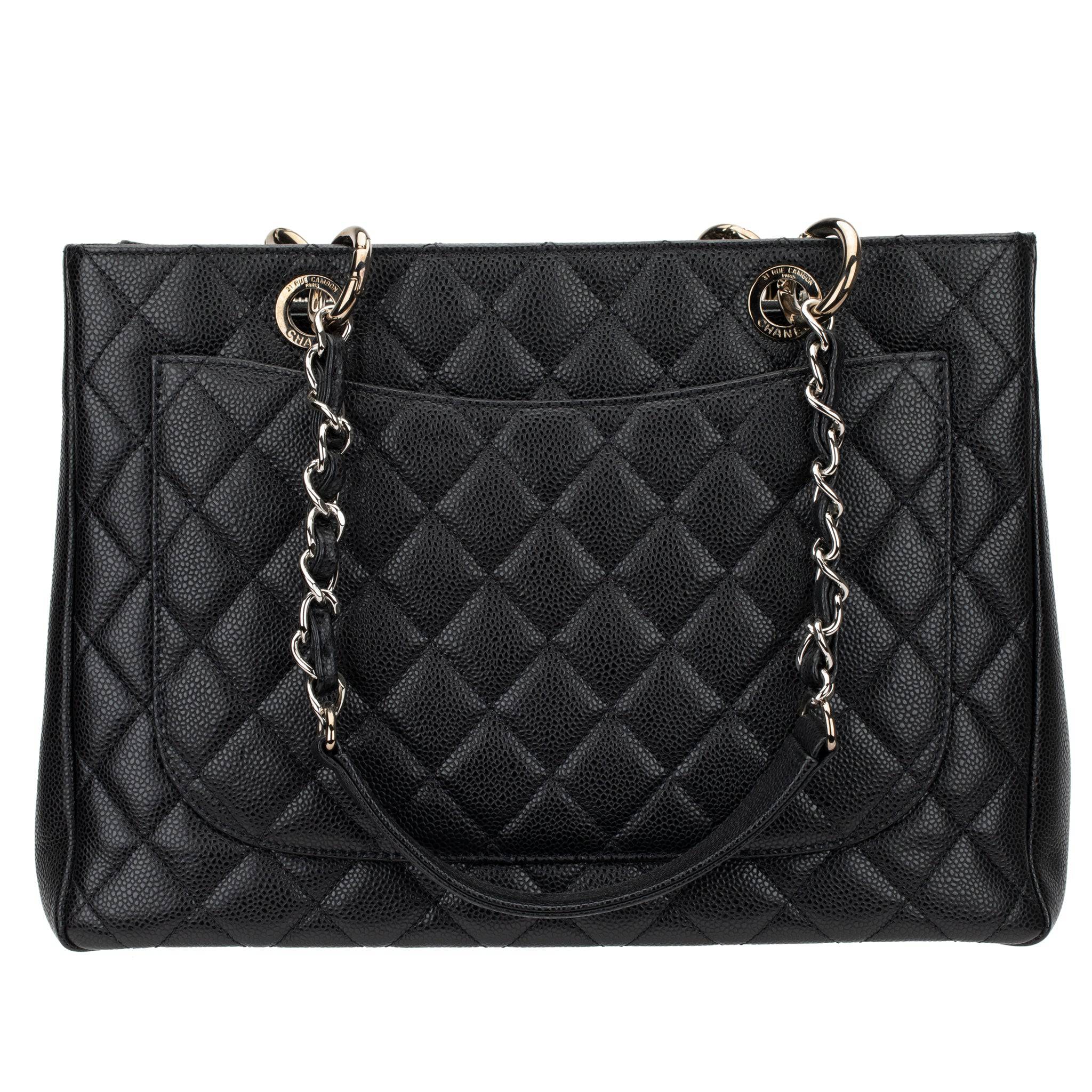 CHANEL GST BLACK QUILTED CAVIAR LEATHER SILVER-TONE HARDWARE - On Repeat