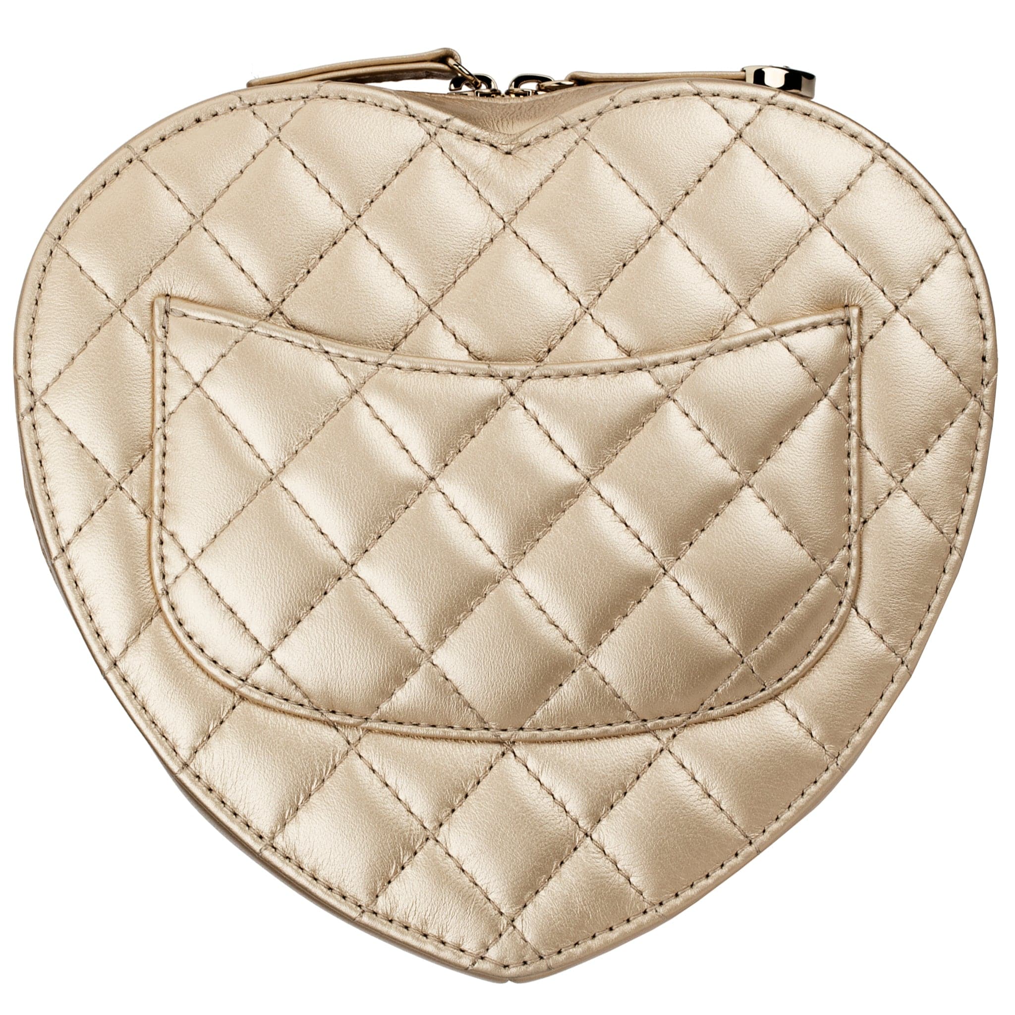 CHANEL METALLIC GOLD LOVE HEART BAG LAMBSKIN LEATHER CHAMPAGNE GOLD HARDWARE - On Repeat