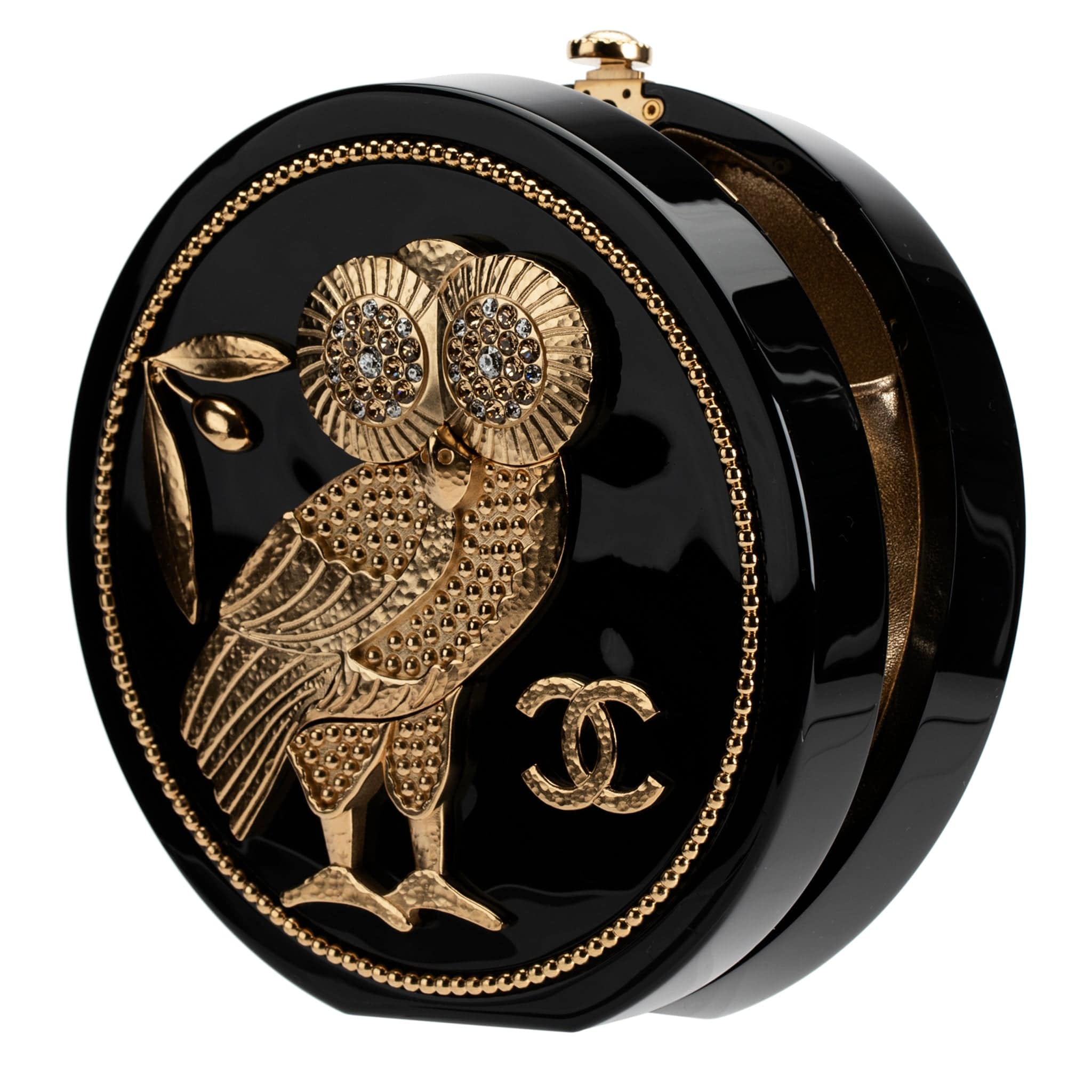 CHANEL MINAUDIÈRE LIMITED EDITION BLACK PLEXIGLASS & GOLD OWL GOLD-TONE HARDWARE - On Repeat