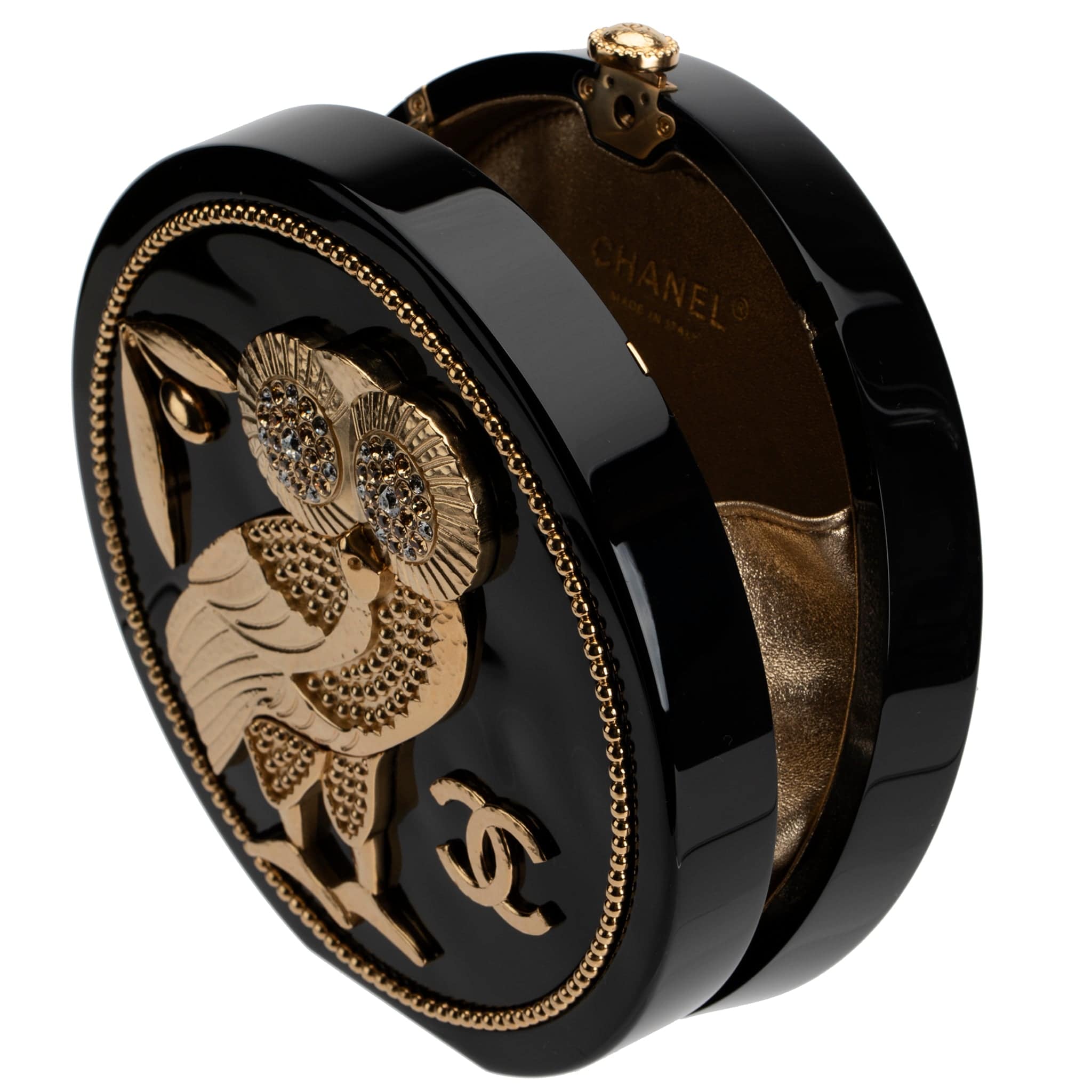 CHANEL MINAUDIÈRE LIMITED EDITION BLACK PLEXIGLASS & GOLD OWL GOLD-TONE HARDWARE - On Repeat