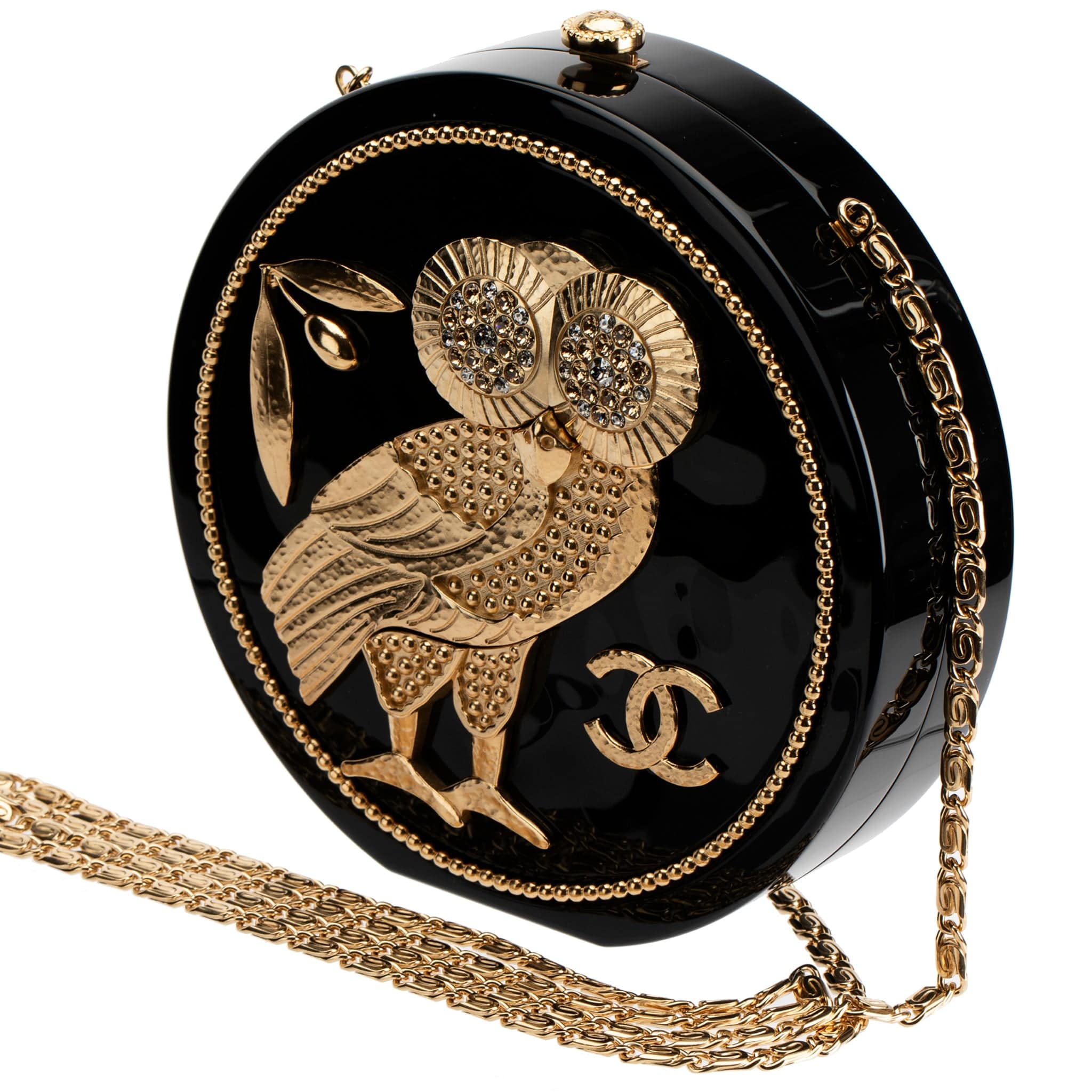 CHANEL MINAUDIÈRE LIMITED EDITION BLACK PLEXIGLASS & GOLD OWL GOLD-TONE HARDWARE - On Repeat