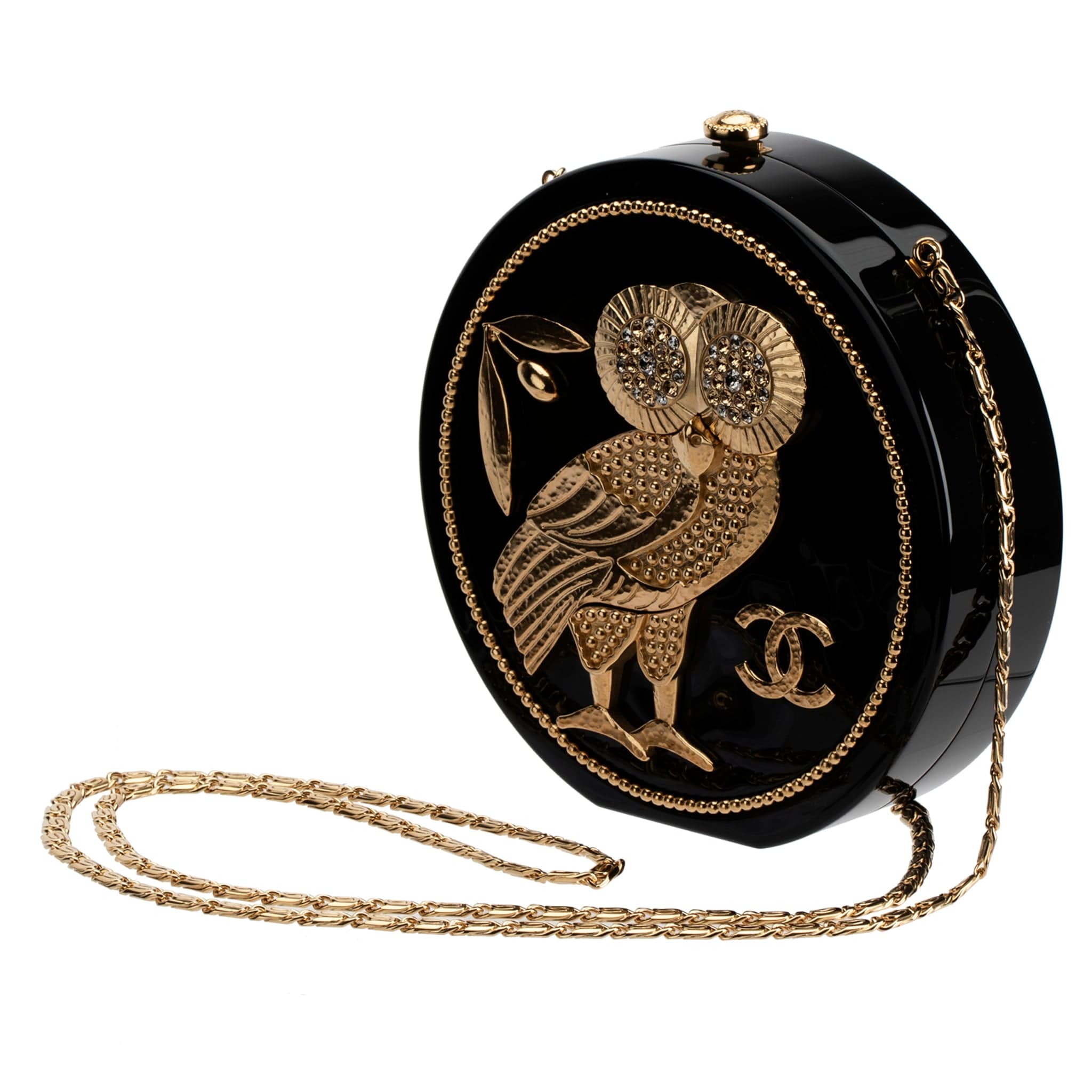 CHANEL MINAUDIÈRE LIMITED EDITION BLACK PLEXIGLASS & GOLD OWL GOLD-TONE HARDWARE - On Repeat