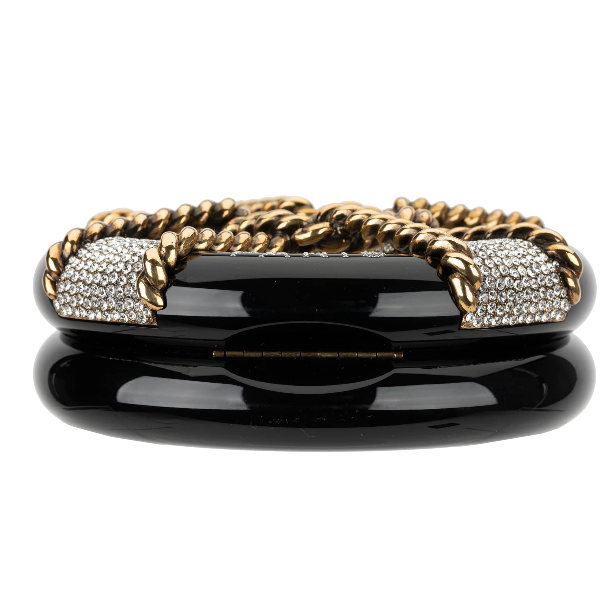 CHANEL MINAUDIÈRE LIMITED EDITION BLACK, GOLD & CLEAR RESCUE WHEEL GOLD-TONE HARDWARE - On Repeat