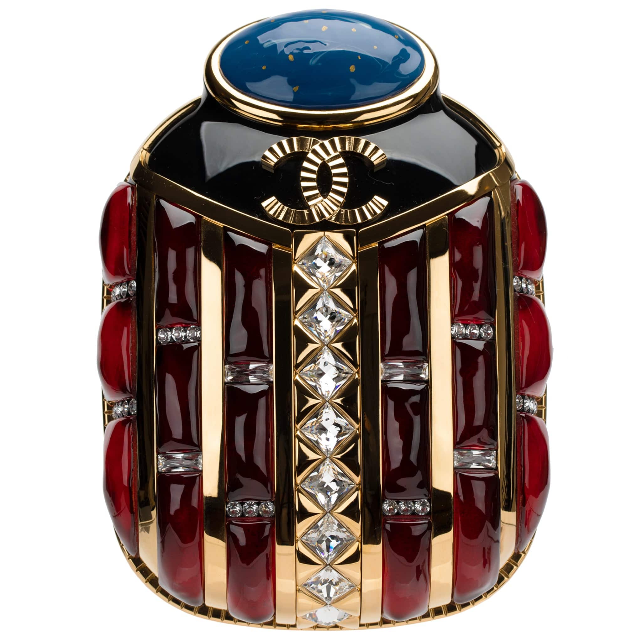 CHANEL MINAUDIÈRE LIMITED EDITION PLEXIGLASS EGYPTIAN SCARAB GOLD-TONE HARDWARE - On Repeat