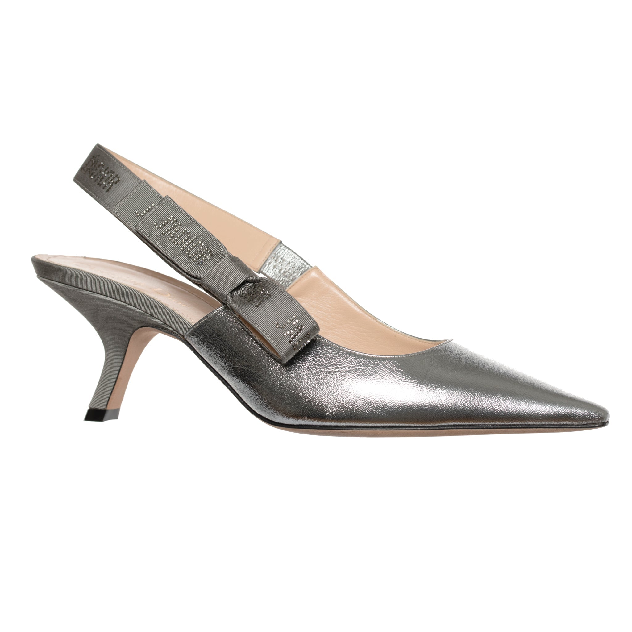 Christian Dior Pointed Metallic Silver Slingback Kitten Heel 39.5 Fr - On Repeat