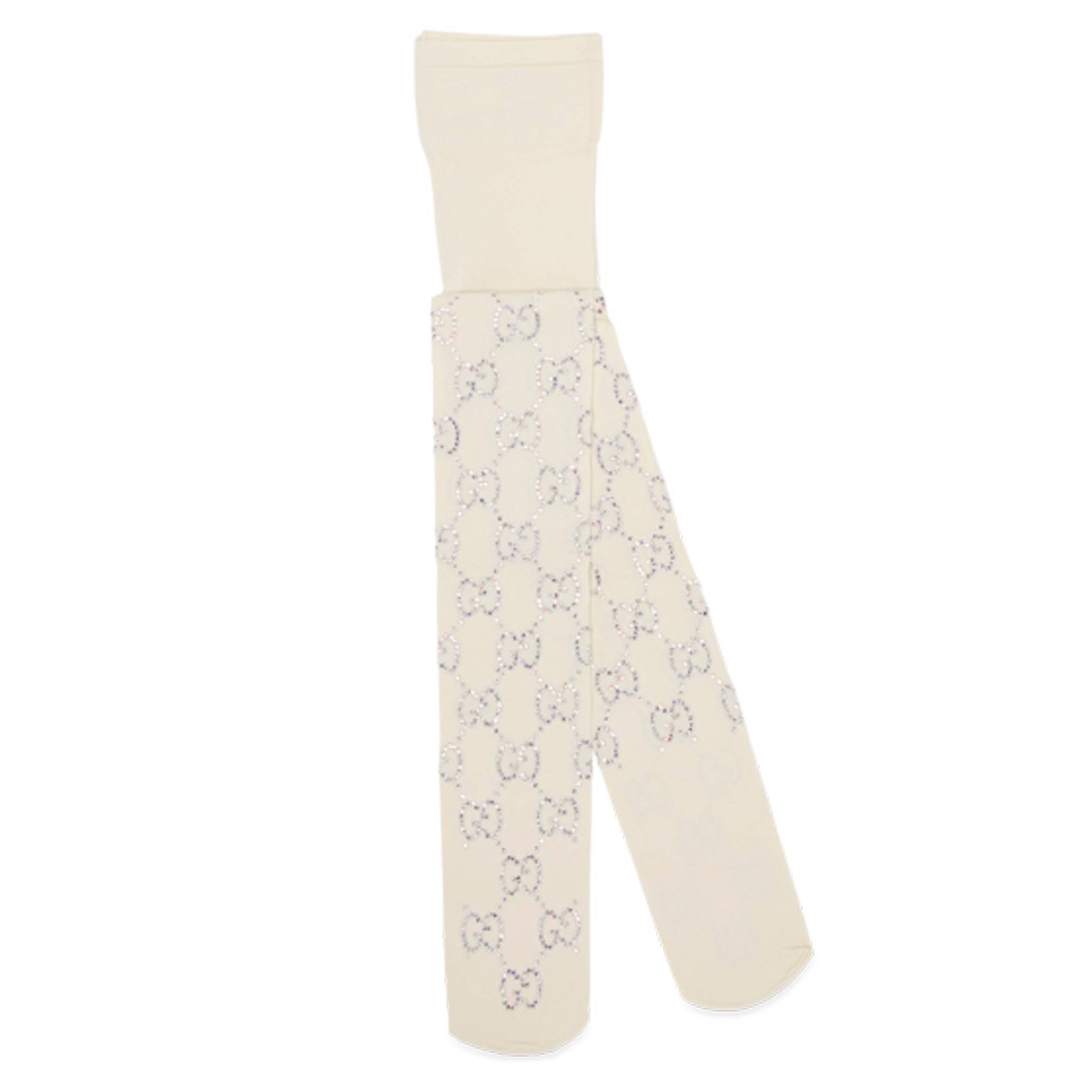 GUCCI GG CRYSTAL PATTERN TIGHTS IVORY SMALL - On Repeat