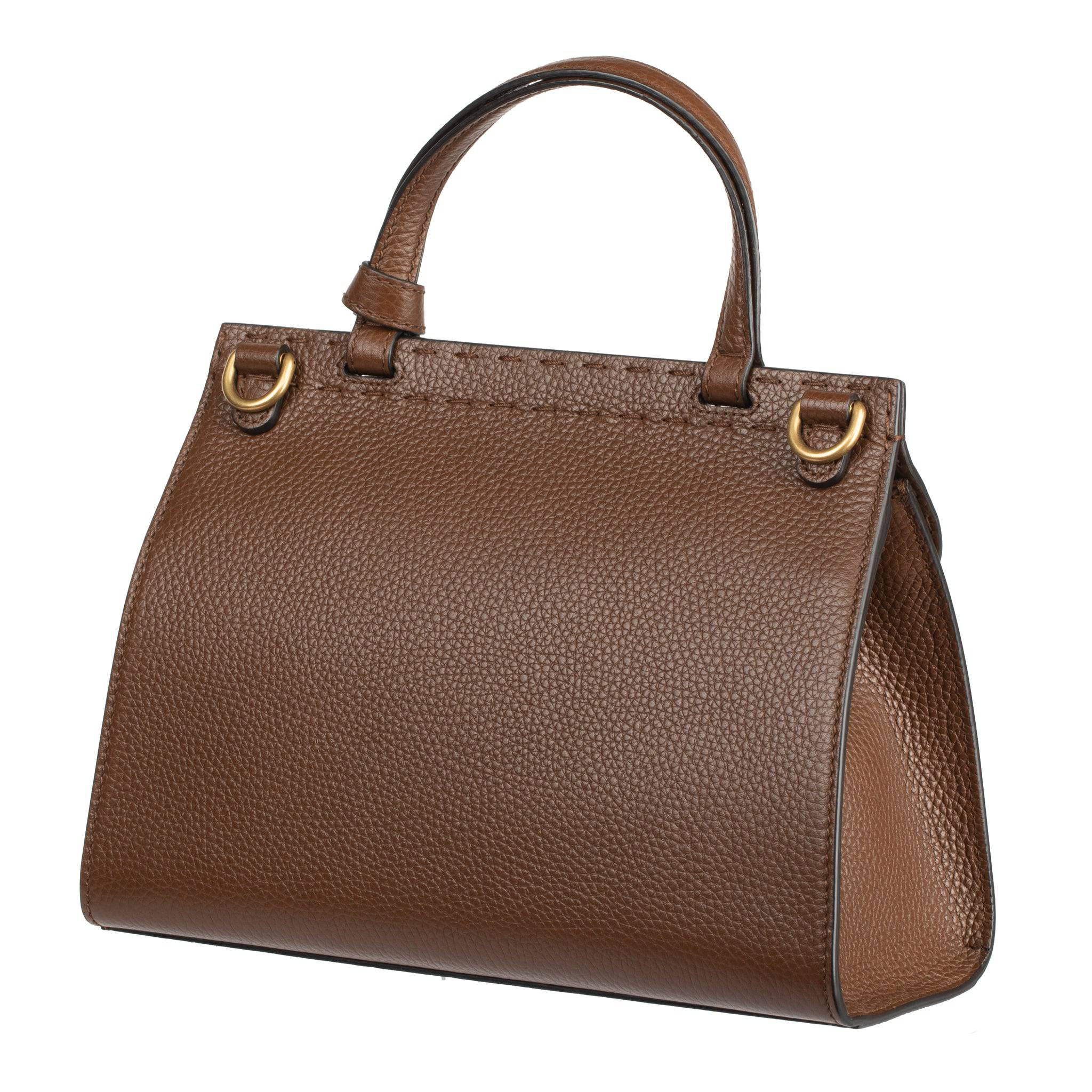 GUCCI MARMONT TOTE WITH TOP HANDLE BROWN AGED GOLD HARDWARE - On Repeat