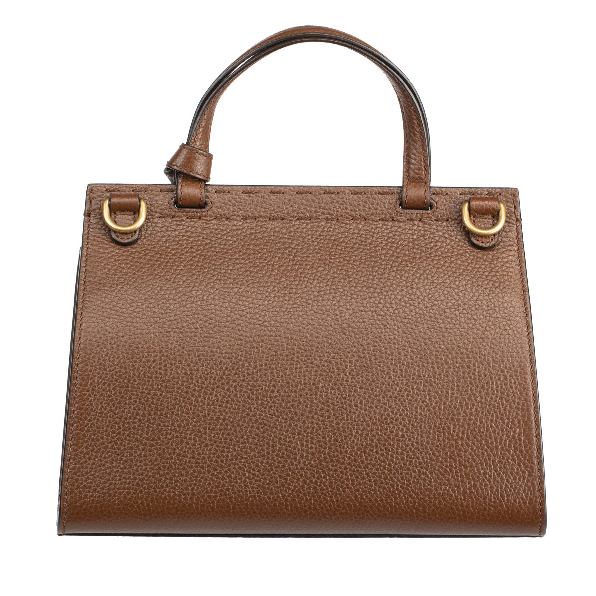 GUCCI MARMONT TOTE WITH TOP HANDLE BROWN AGED GOLD HARDWARE - On Repeat