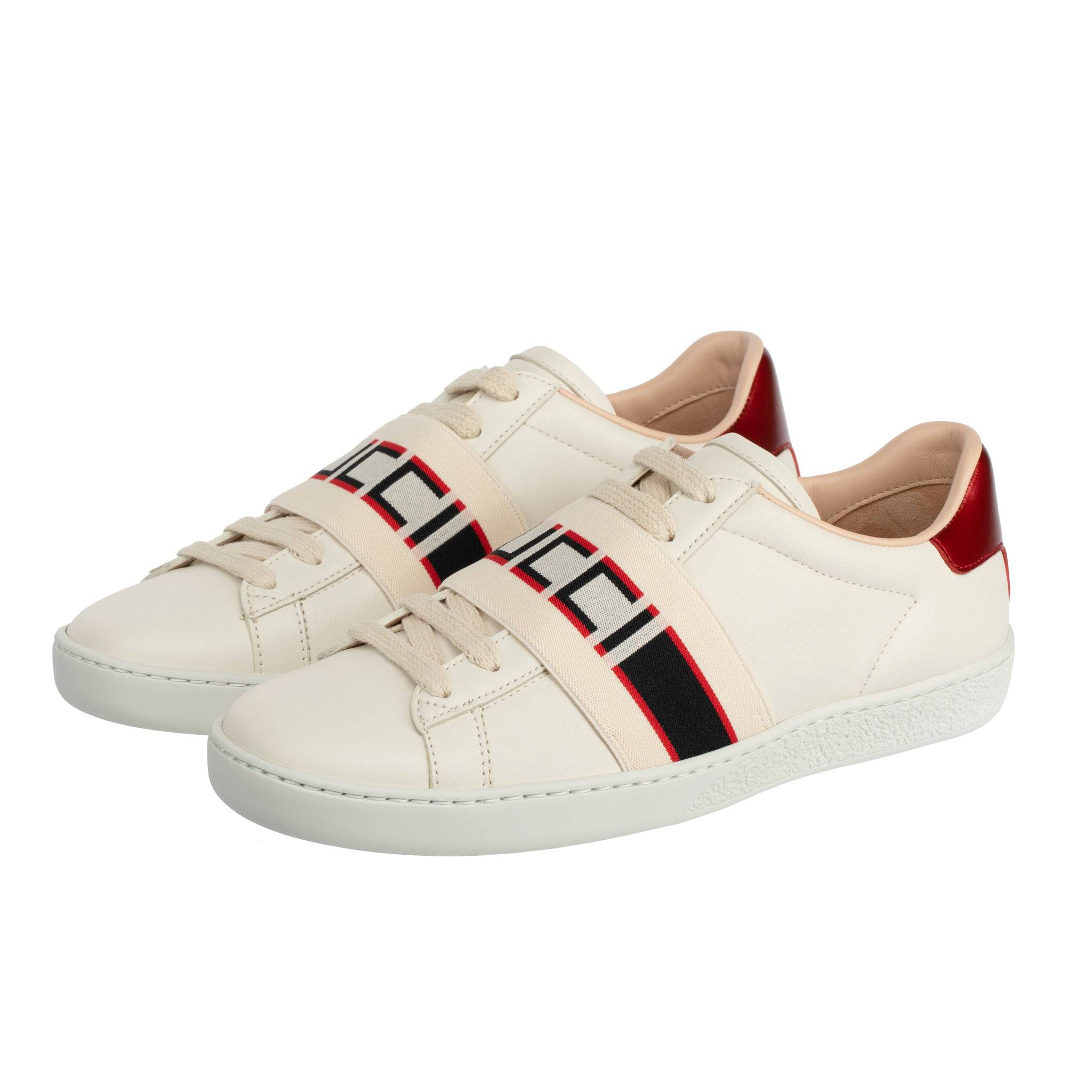 GUCCI ACE SNEAKER OFF-WHITE & METALLIC RED 35.5 IT - On Repeat