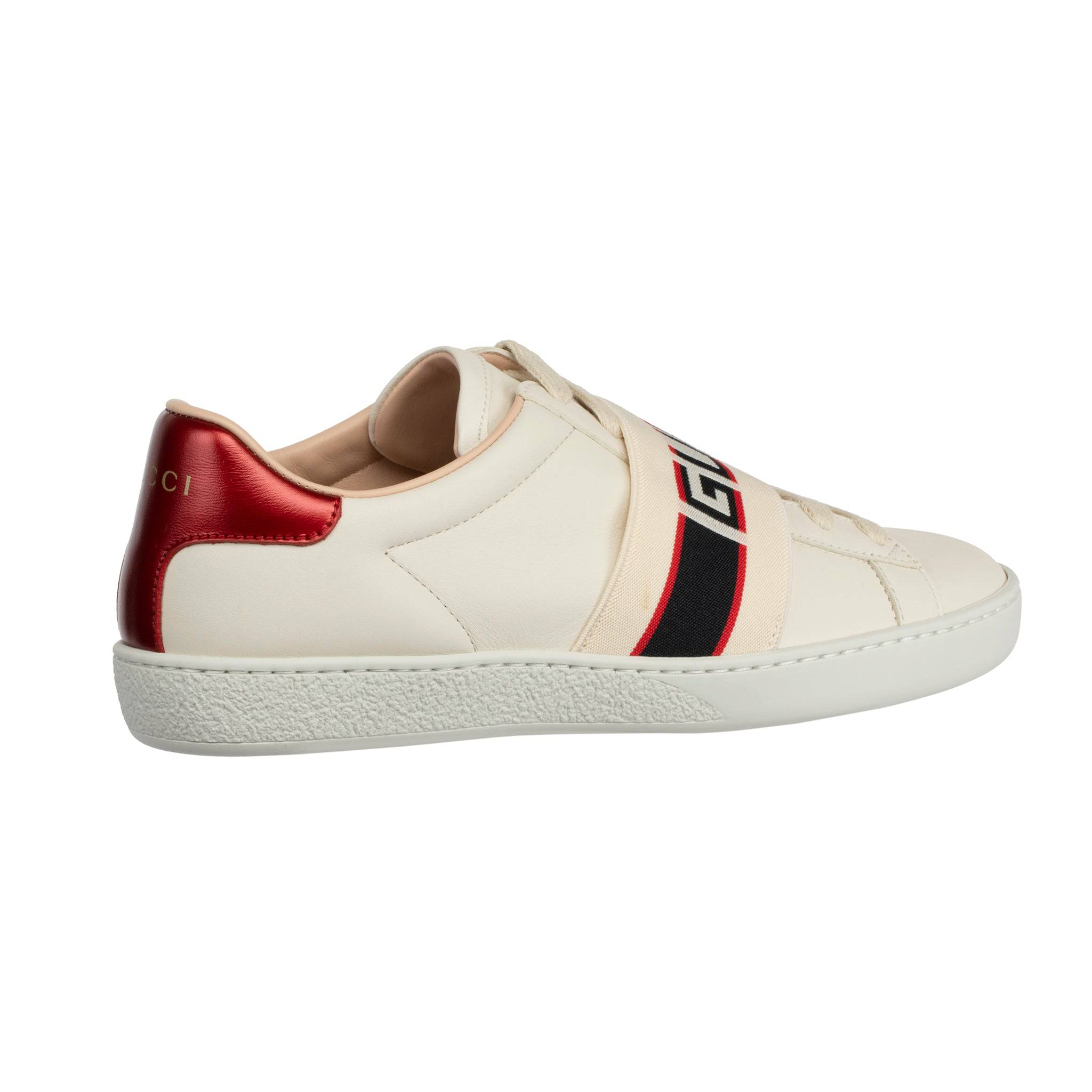 GUCCI ACE SNEAKER OFF-WHITE & METALLIC RED 35.5 IT - On Repeat