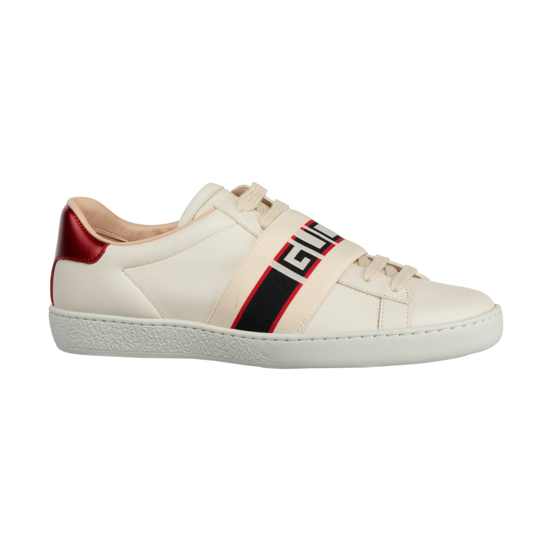 GUCCI ACE SNEAKER OFF-WHITE & METALLIC RED 35.5 IT - On Repeat