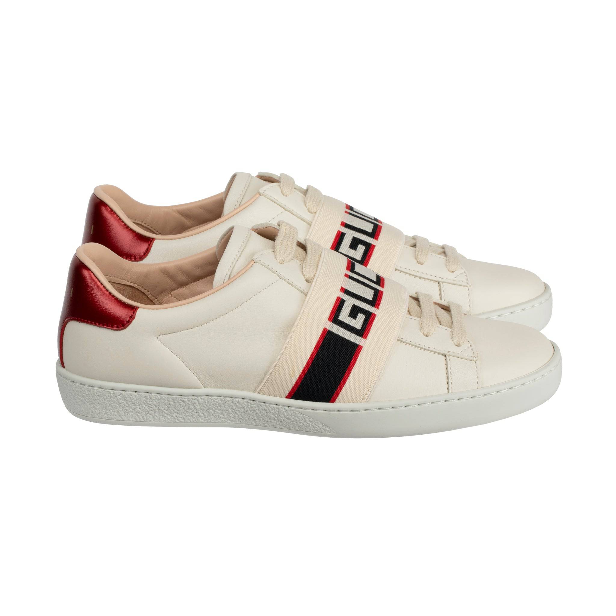 GUCCI ACE SNEAKER OFF-WHITE & METALLIC RED 35.5 IT - On Repeat