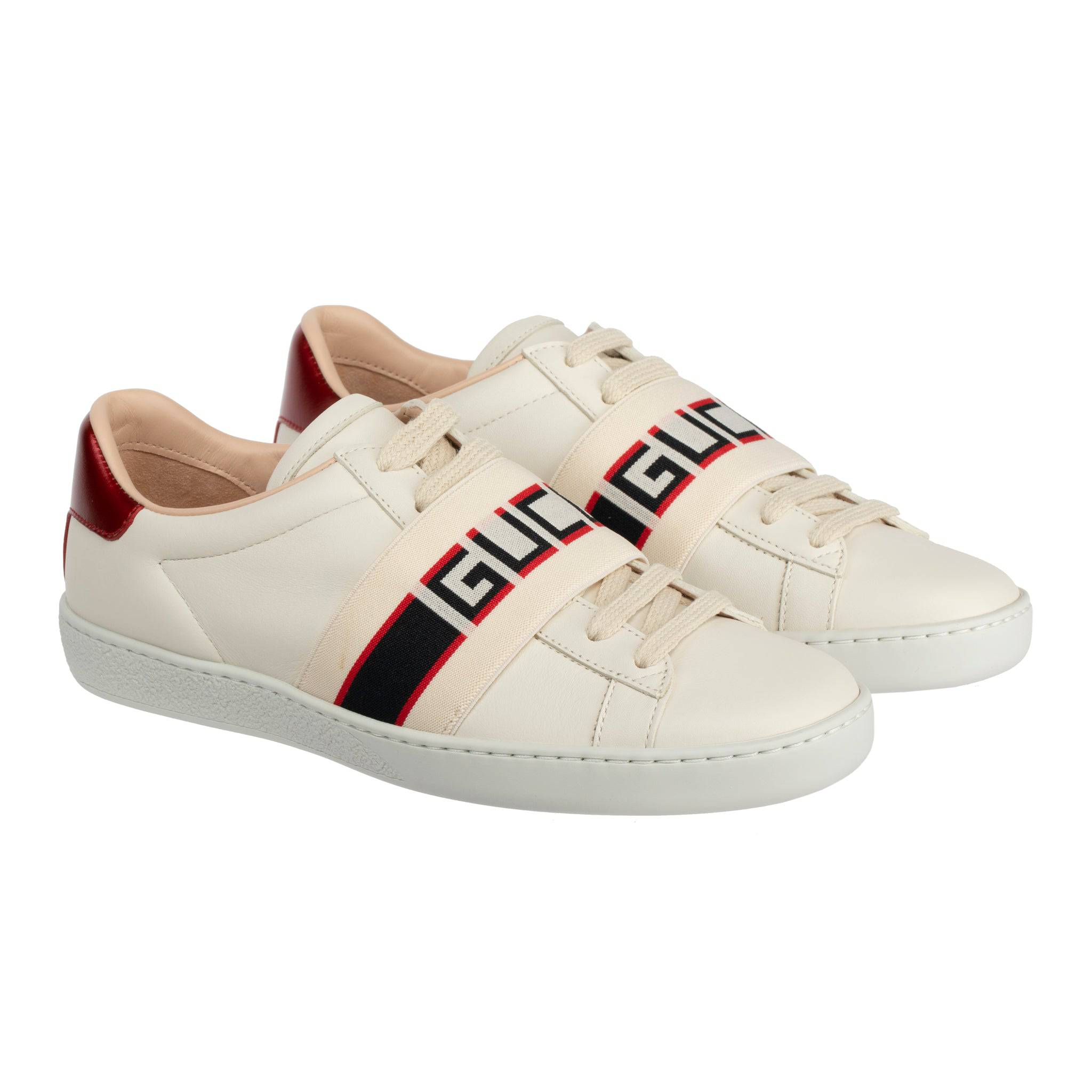 GUCCI ACE SNEAKER OFF-WHITE & METALLIC RED 35.5 IT - On Repeat