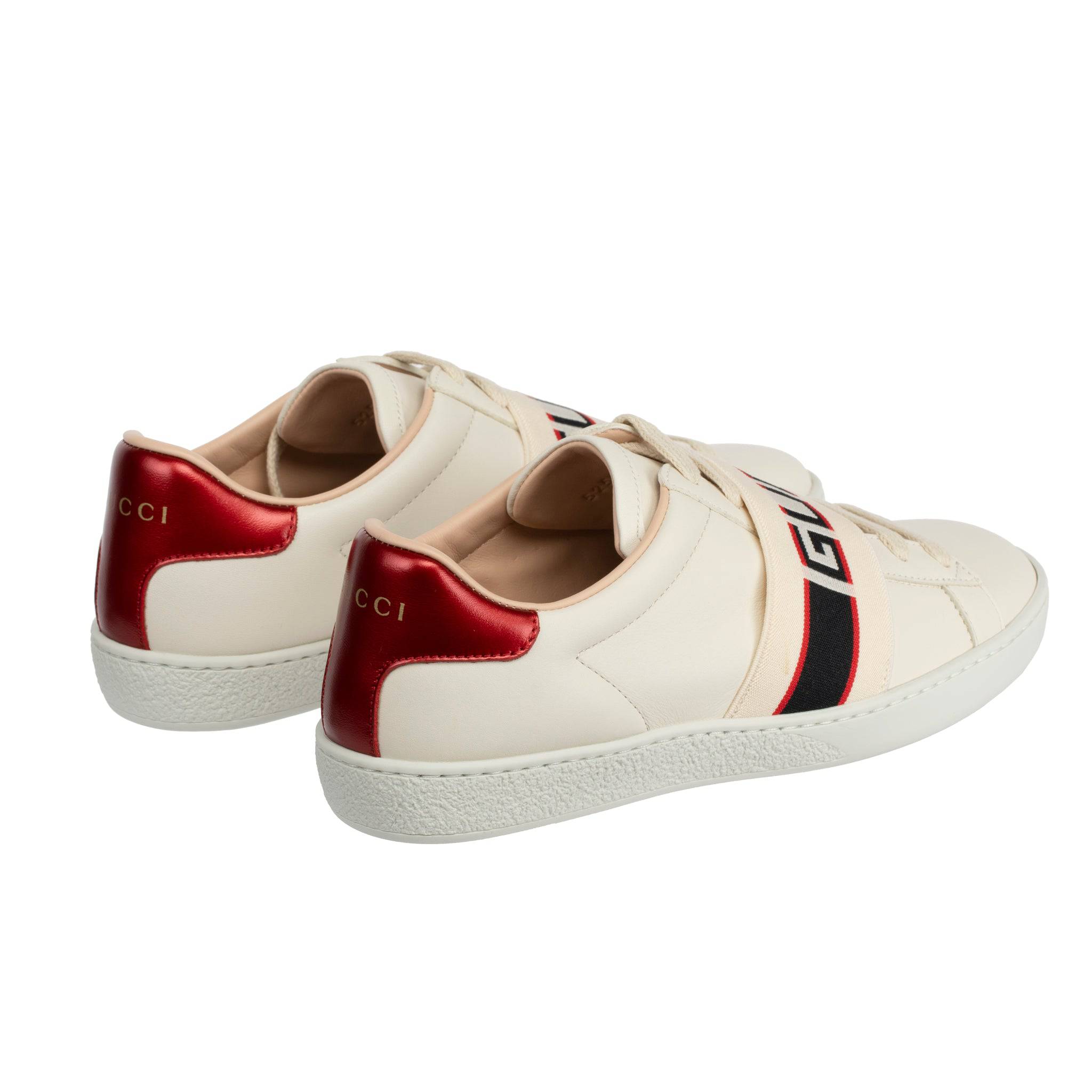 GUCCI ACE SNEAKER OFF-WHITE & METALLIC RED 35.5 IT - On Repeat