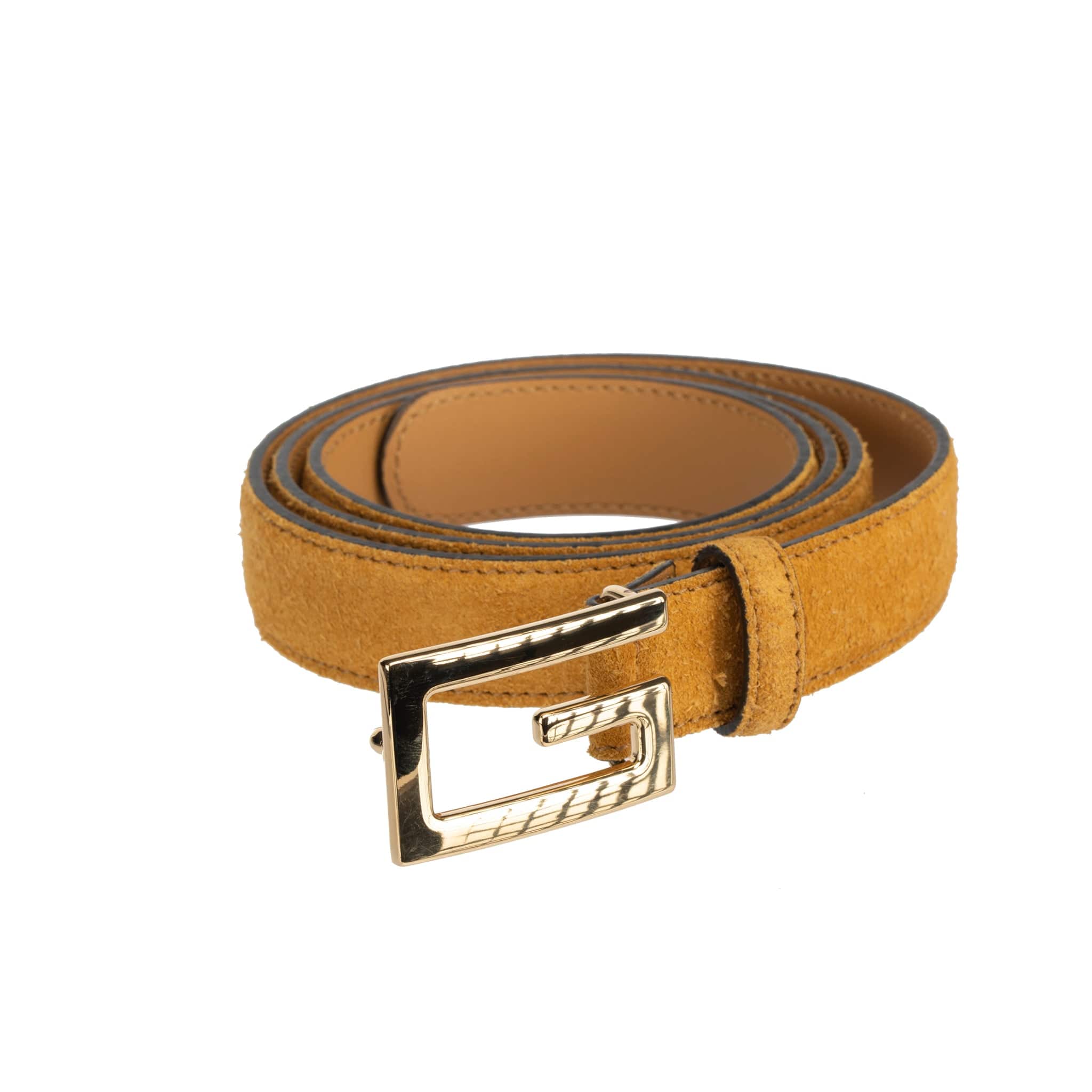 GUCCI ICARO BELT SAFFRON SUEDE LEATHER GOLD HARDWARE - On Repeat