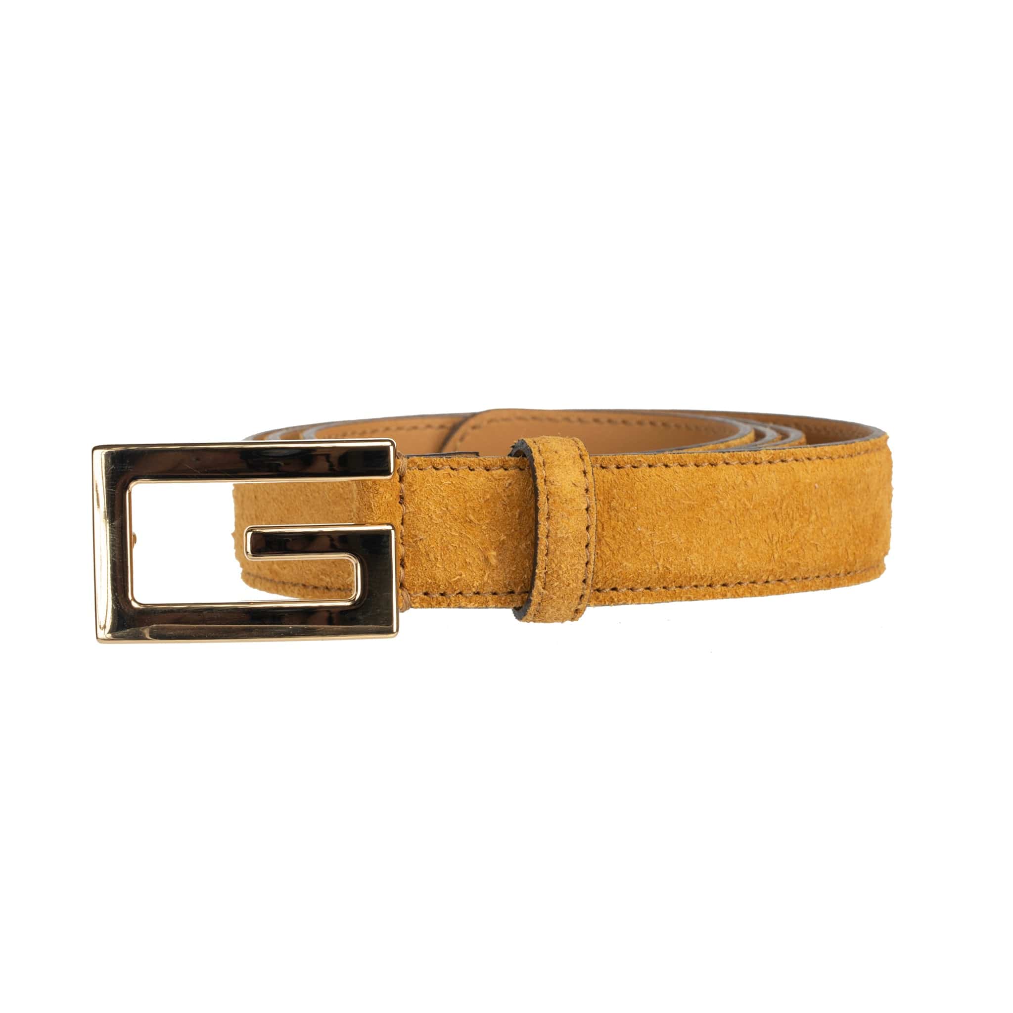 GUCCI ICARO BELT SAFFRON SUEDE LEATHER GOLD HARDWARE - On Repeat