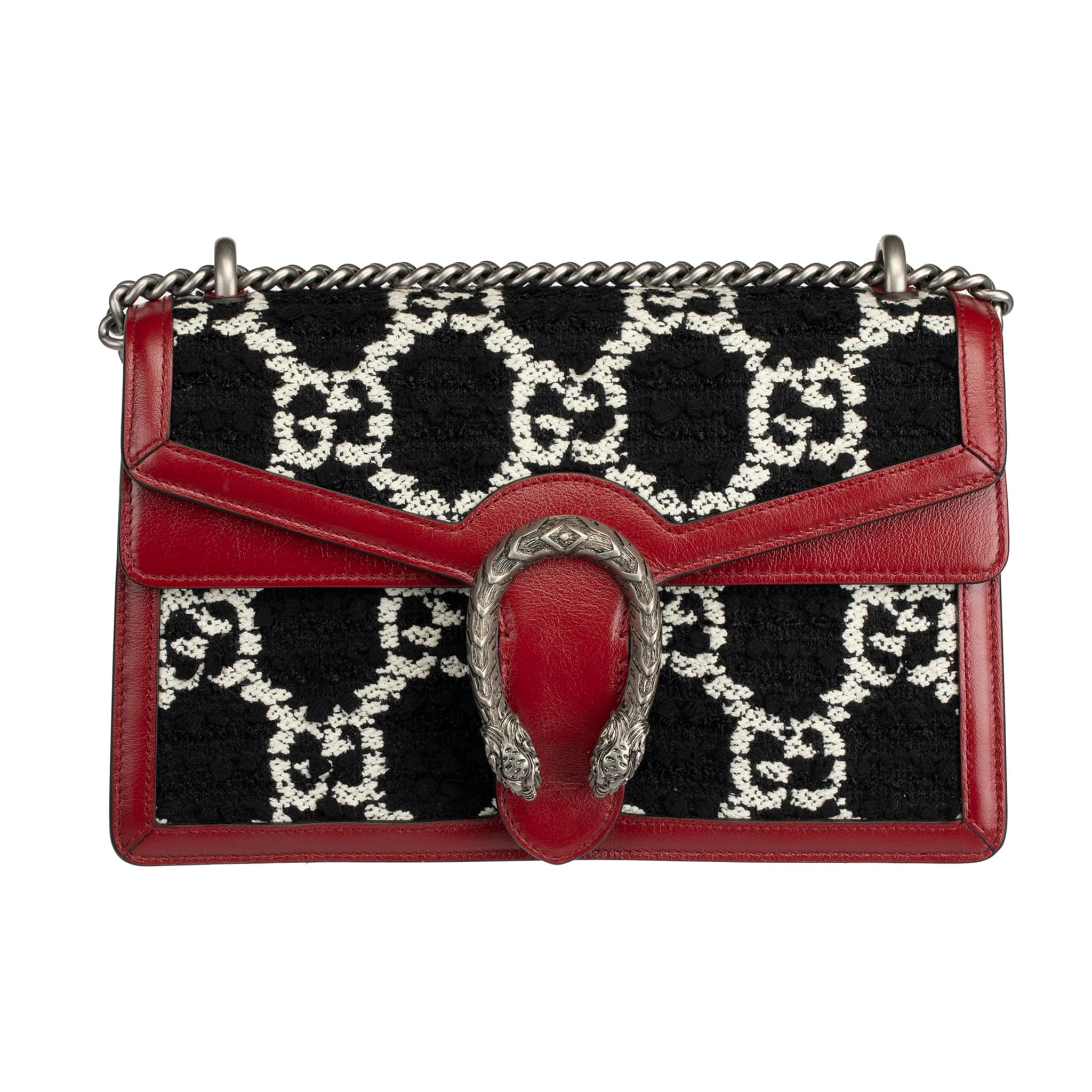 GUCCI DIONYSUS BLACK, RED & WHITE TWEED SHOULDER BAG - On Repeat