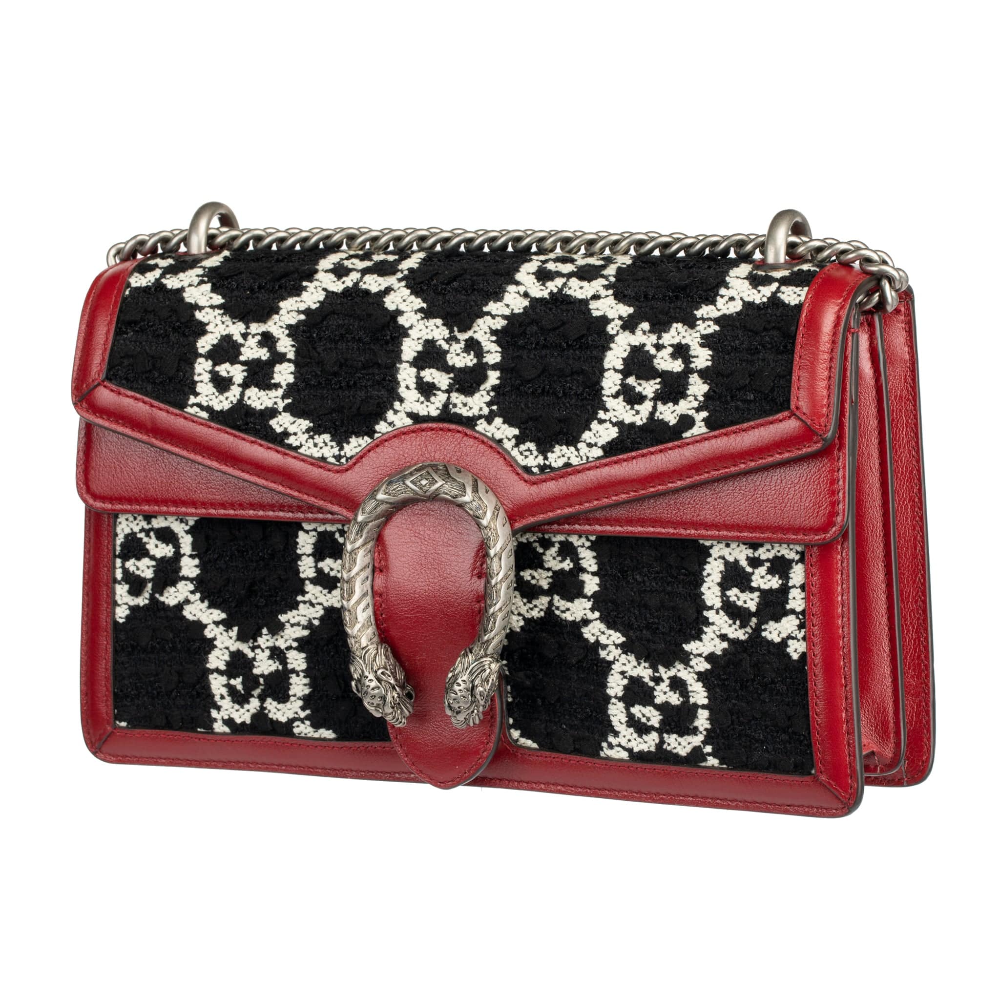 GUCCI DIONYSUS BLACK, RED & WHITE TWEED SHOULDER BAG - On Repeat