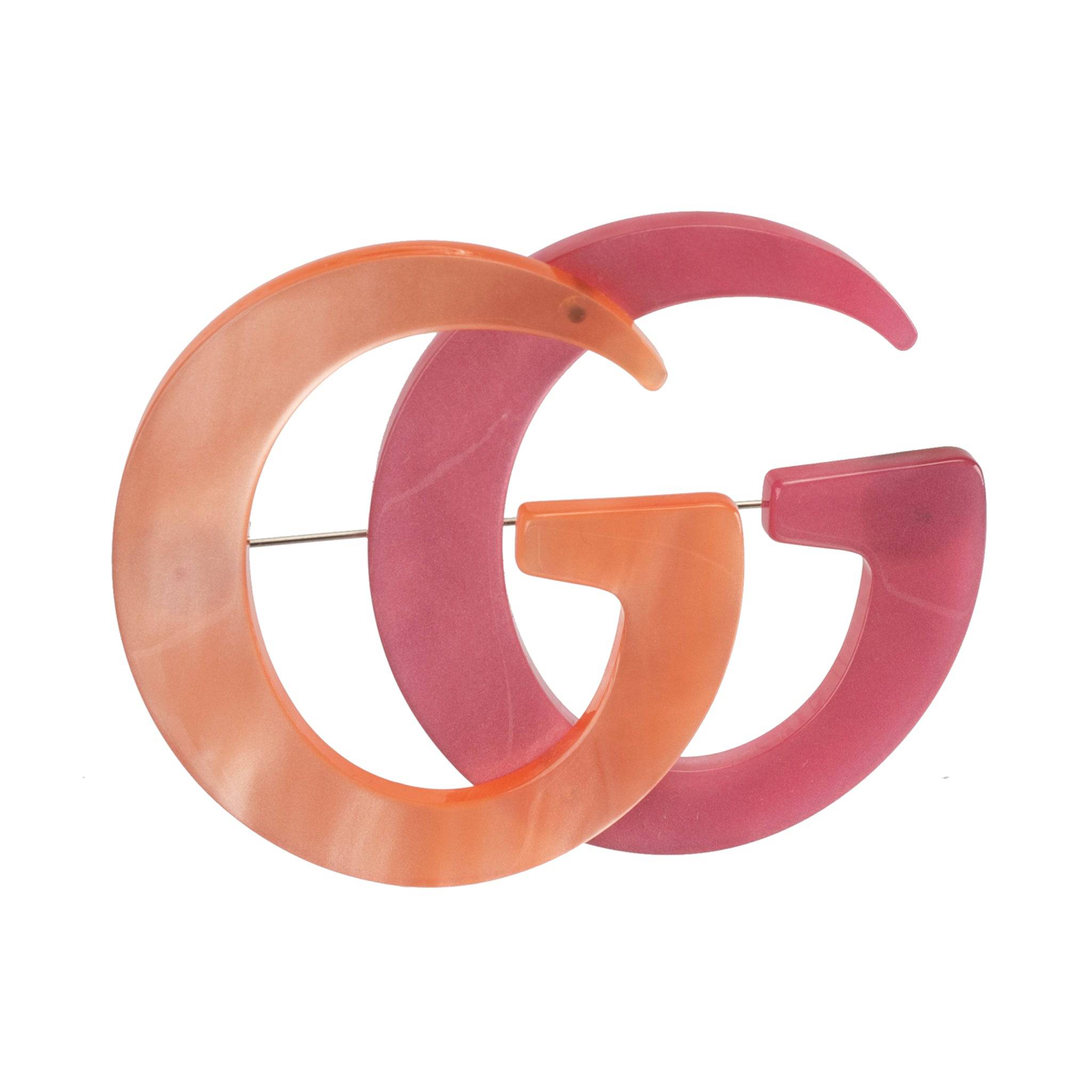 GUCCI RESIN BROOCH PINK & ORANGE - On Repeat