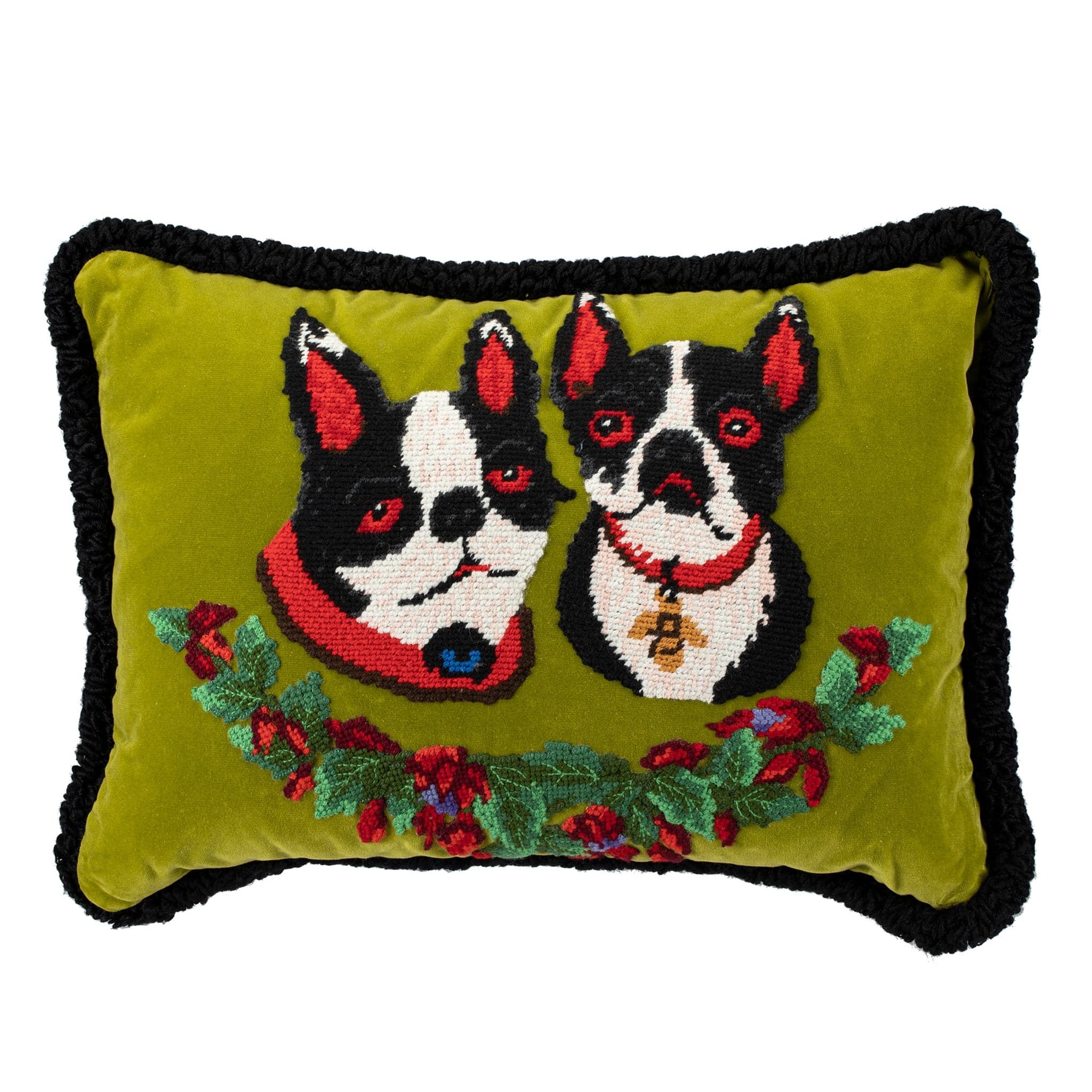 GUCCI NEEDLE POINT BOSCO & ORSO CUSHION WITH EMBROIDERY - On Repeat