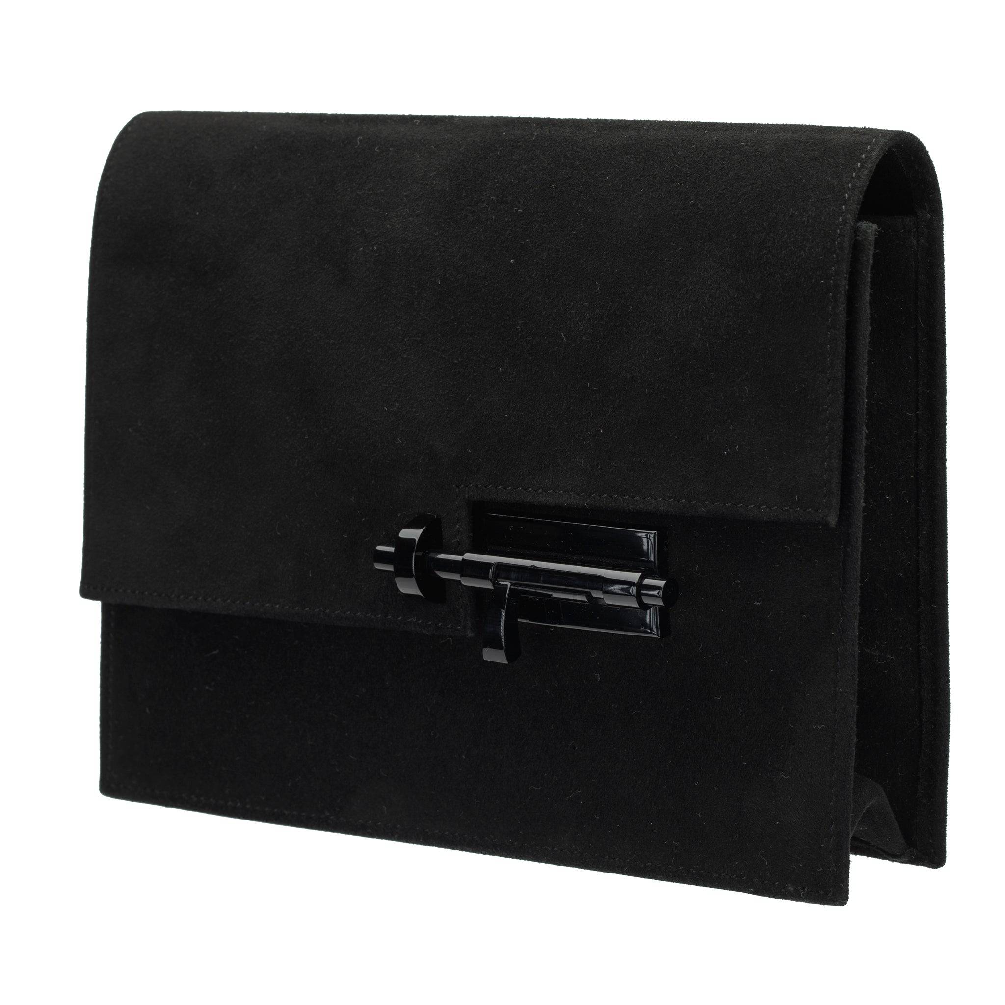 HERMES VINTAGE KELLY SO BLACK SUEDE VERROU - On Repeat