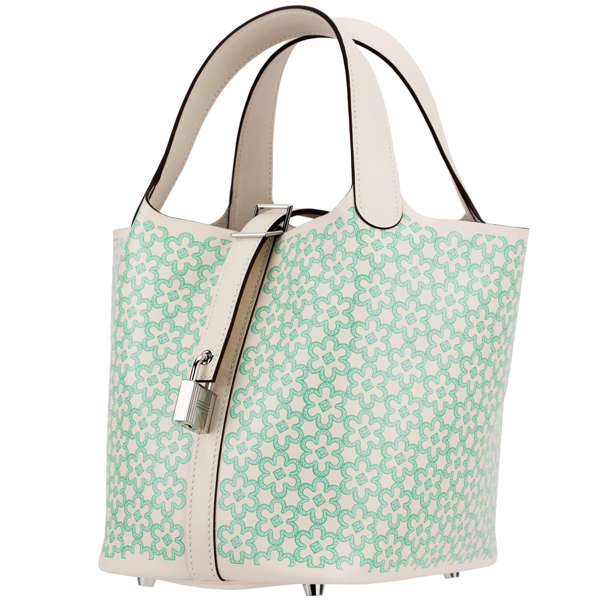 HERMES PICOTIN 18CM LUCKY DAISY NATA, VERT & BLANC SWIFT LEATHER PALLADIUM HARDWARE - On Repeat