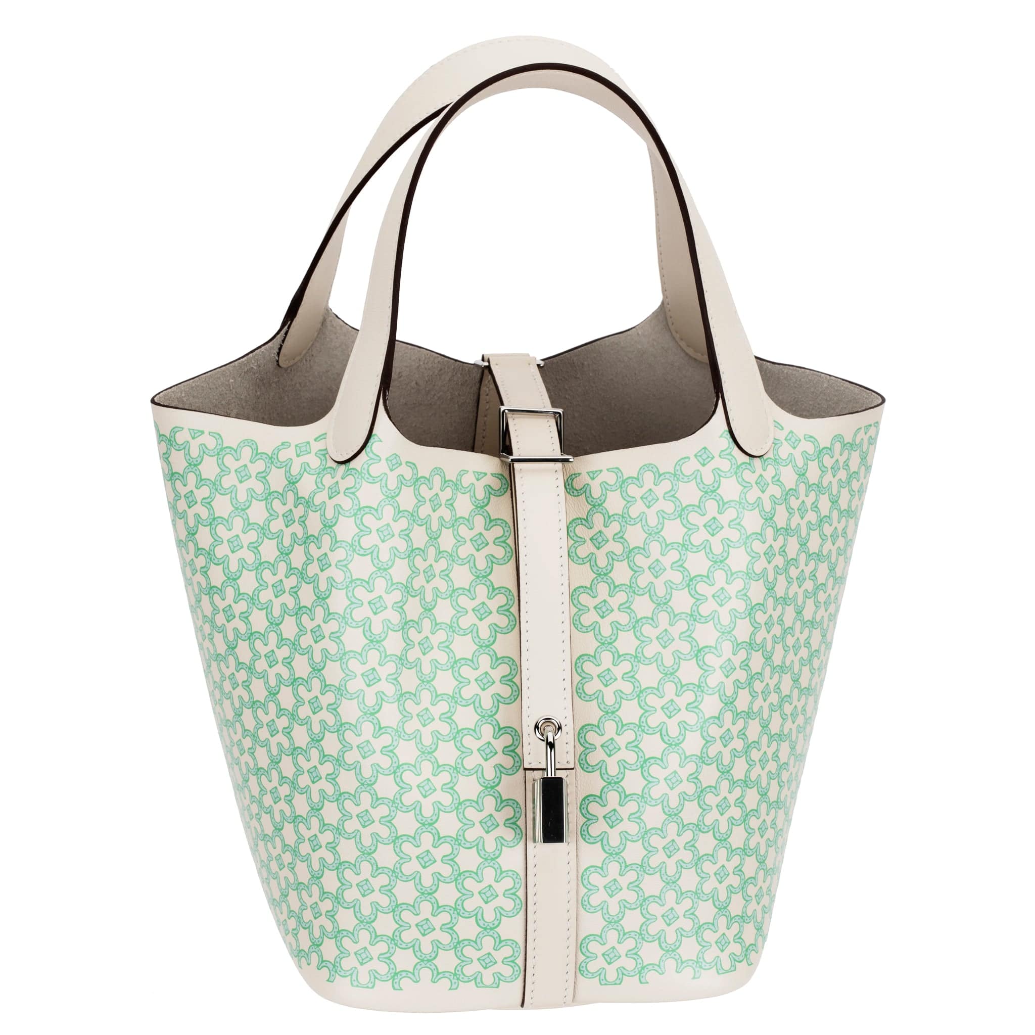 HERMES PICOTIN 18CM LUCKY DAISY NATA, VERT & BLANC SWIFT LEATHER PALLADIUM HARDWARE - On Repeat